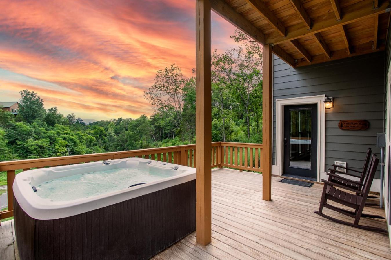 Smokeys Summit Epic View Hot Tub Fireplace