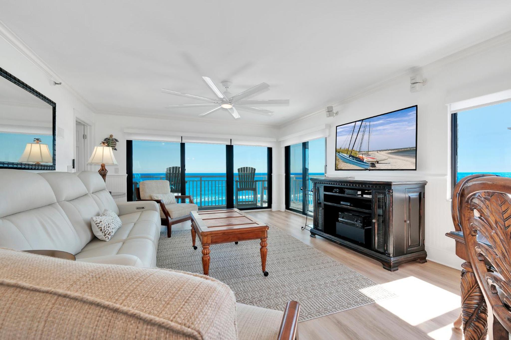Luxury, direct oceanfront top-floor corner with wrap-around balcony and heated pool