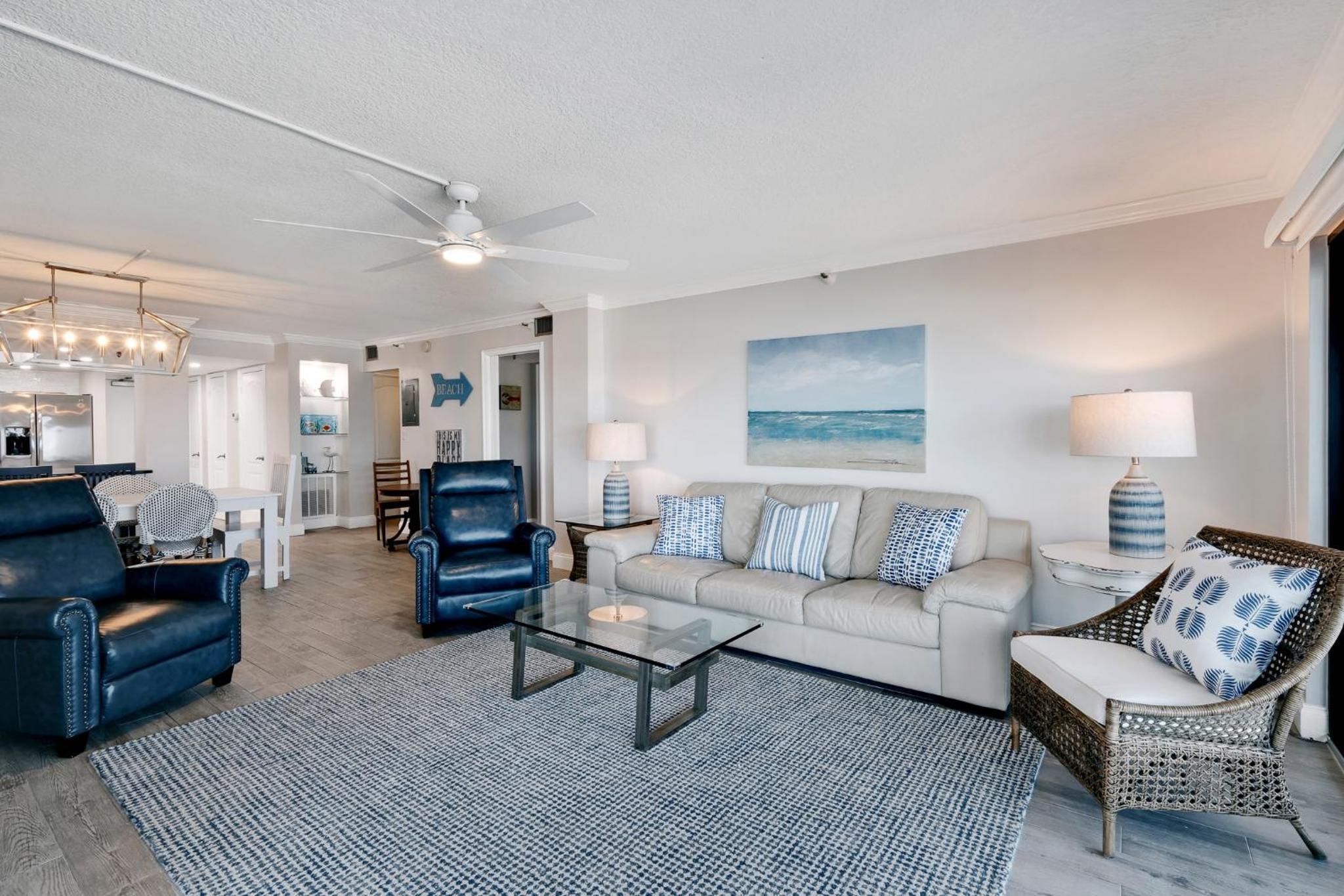 Updated direct oceanfront condo with a balcony, beachfront heated pool and beach access