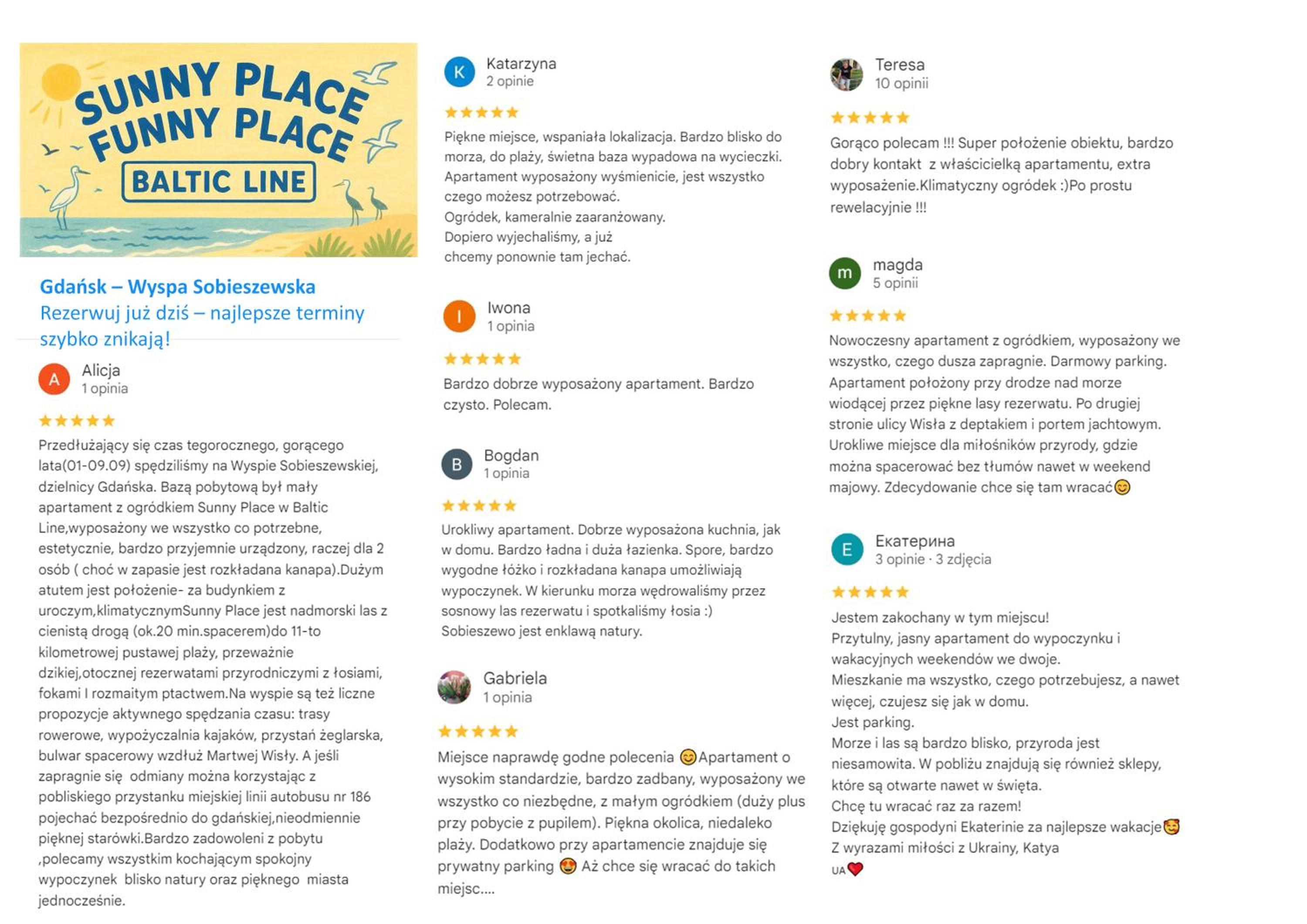 Batic Line - SUNNY PLACE - FUNNY PLACE, apartament ze słonecznym ogródkiem na Wyspie Sobieszewskiej