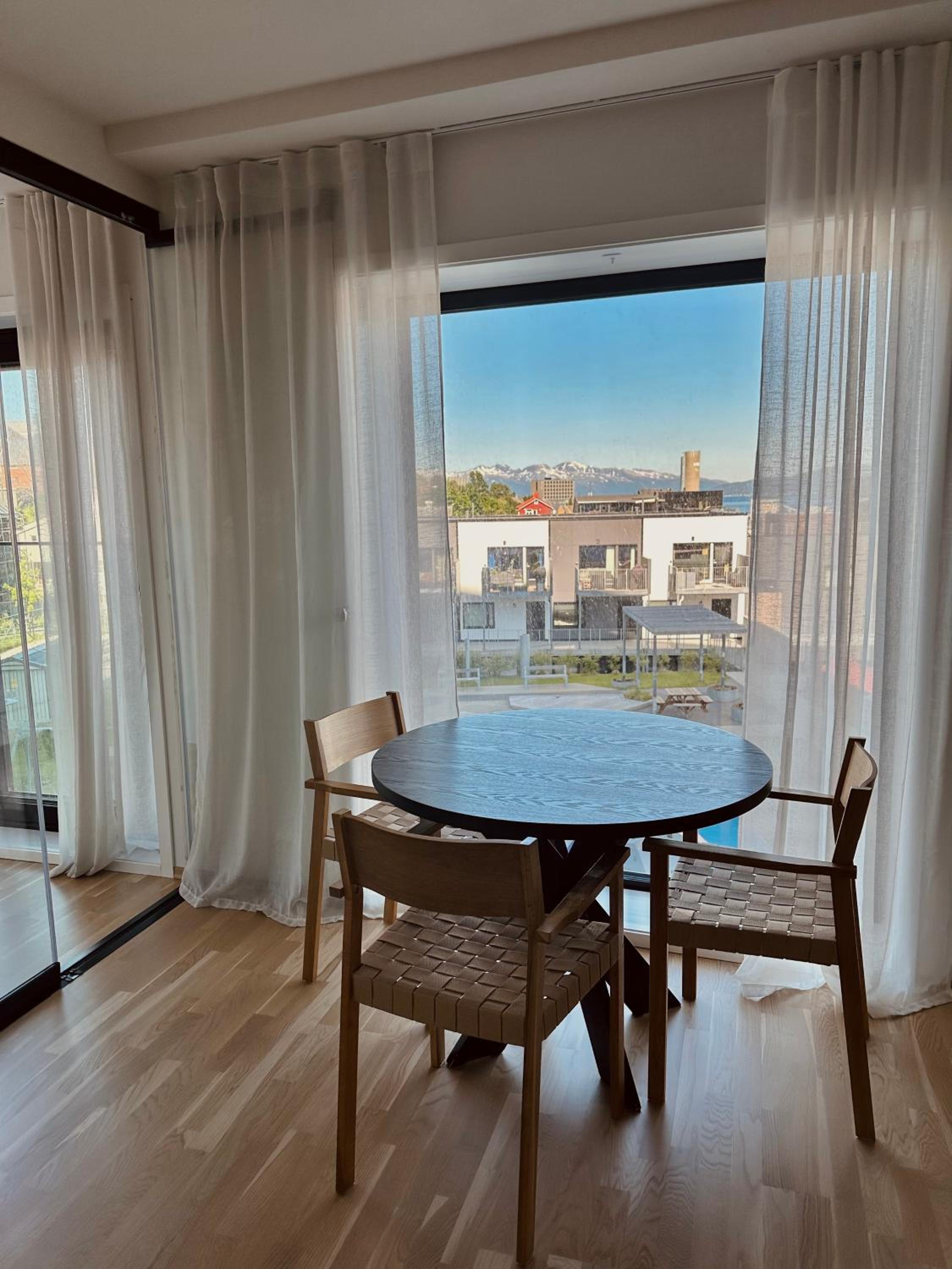Delicate city apartment with mountain view