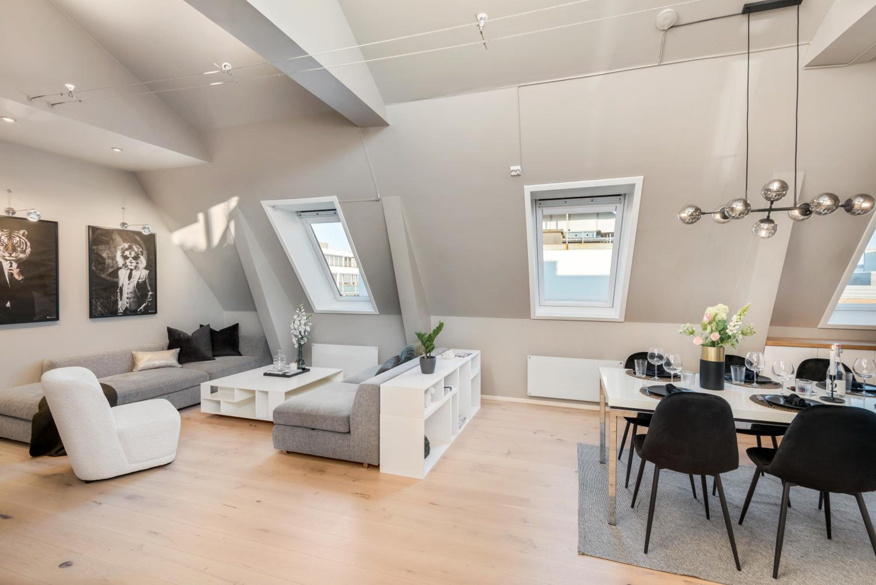 Two bedroom penthouse with large living room and rooftop in the city centre of Trondheim