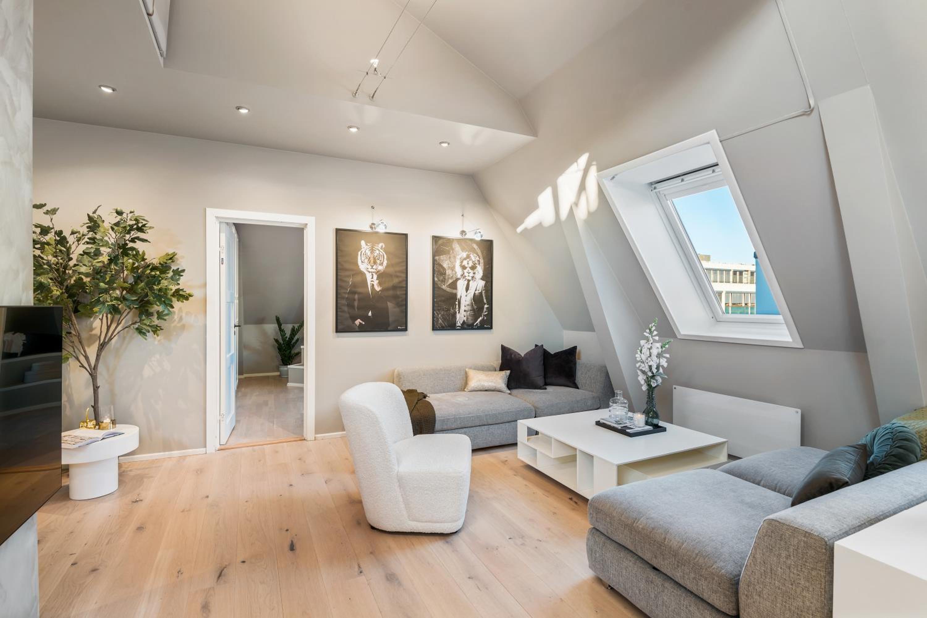 Two bedroom penthouse with large living room and rooftop in the city centre of Trondheim