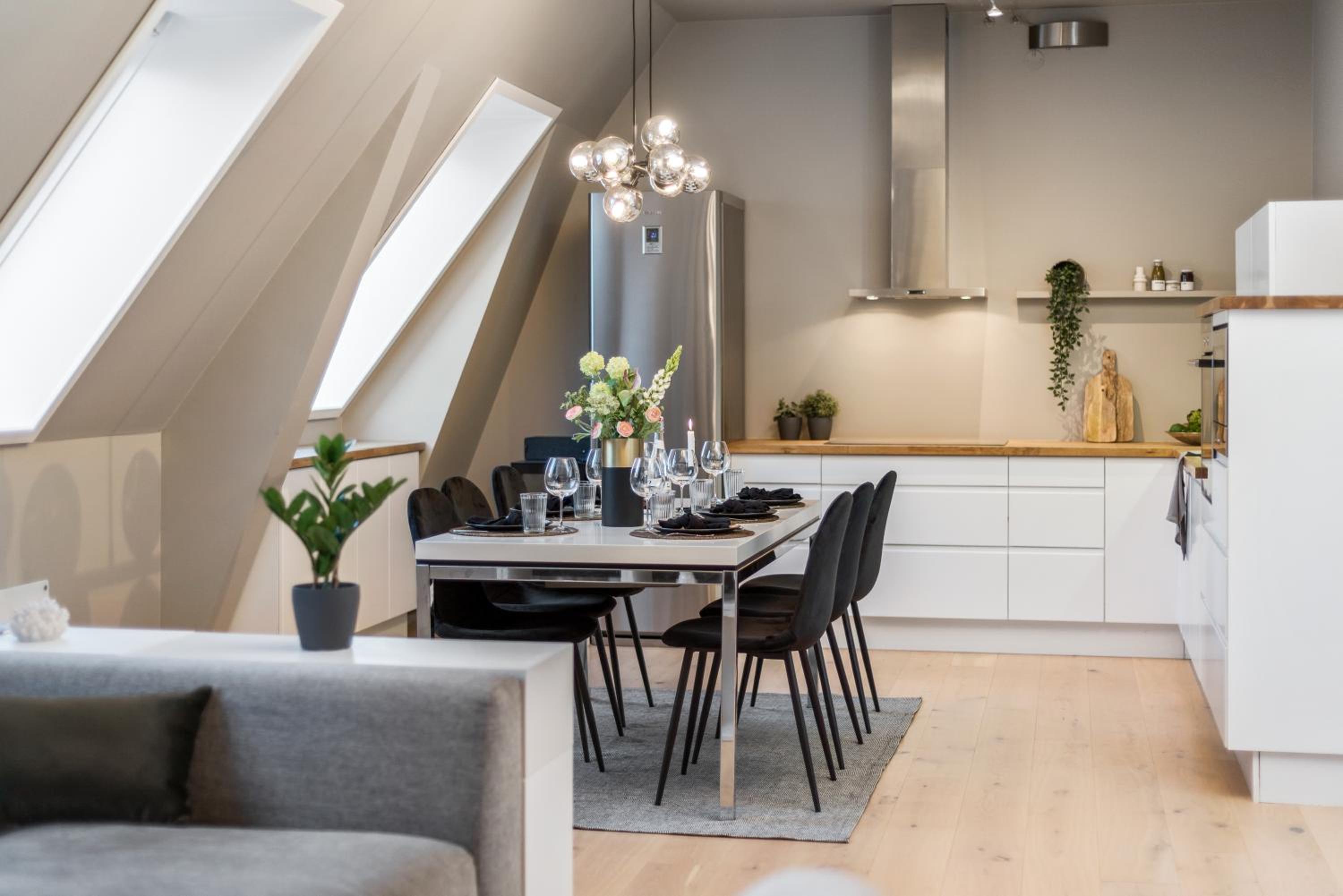 Two bedroom penthouse with large living room and rooftop in the city centre of Trondheim