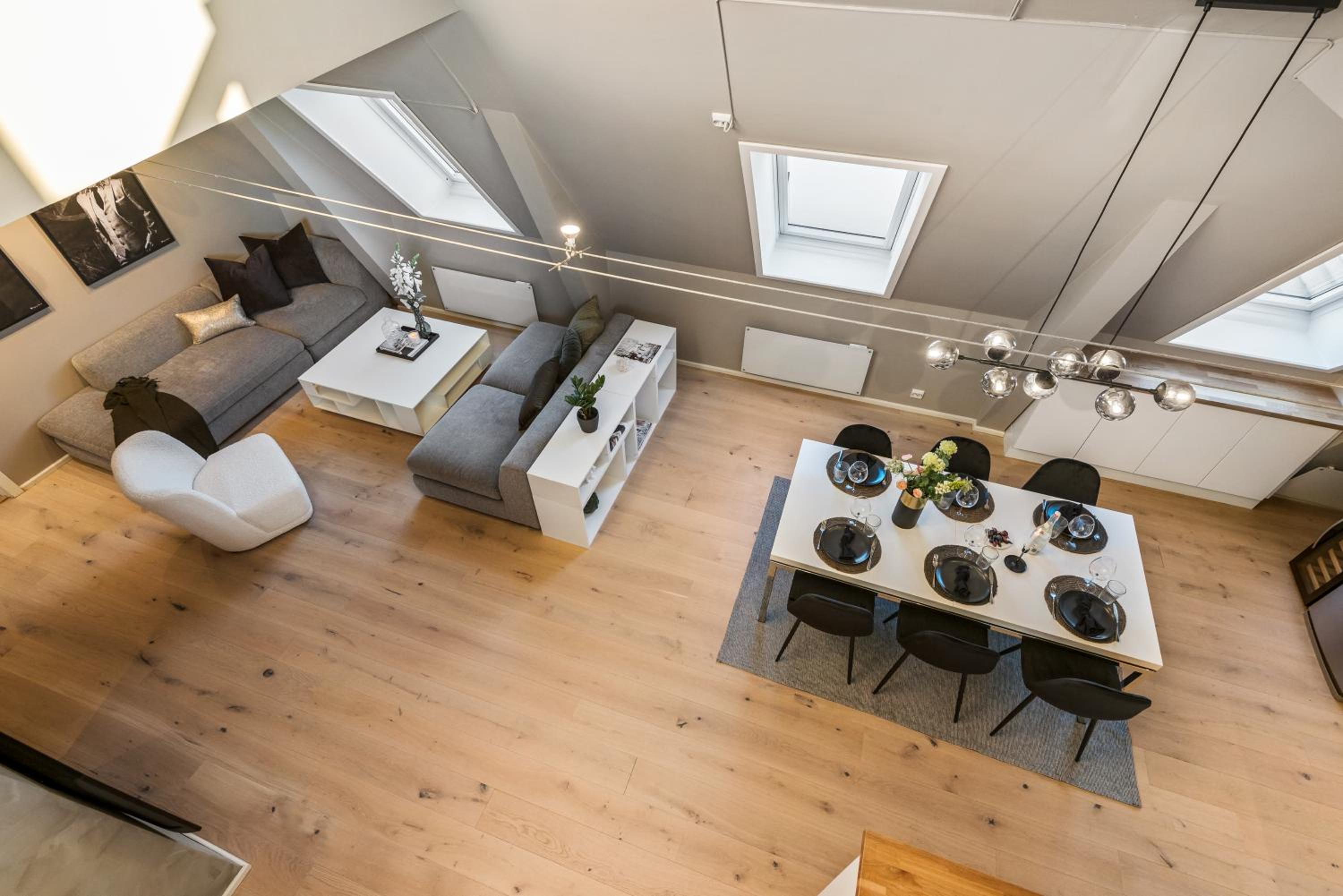 Two bedroom penthouse with large living room and rooftop in the city centre of Trondheim