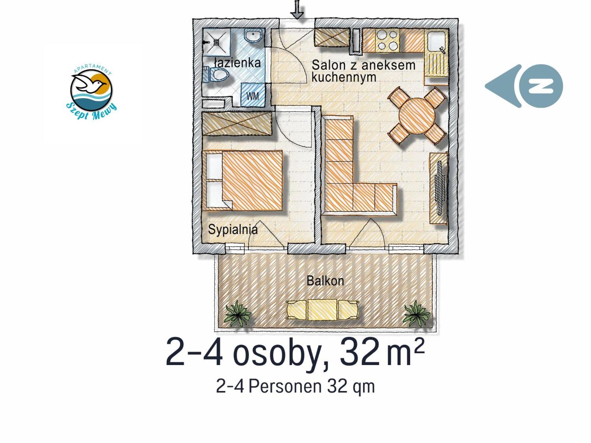 Apartament Design Szept Mewy z balkonem i zestawem plażowym - Niechorze