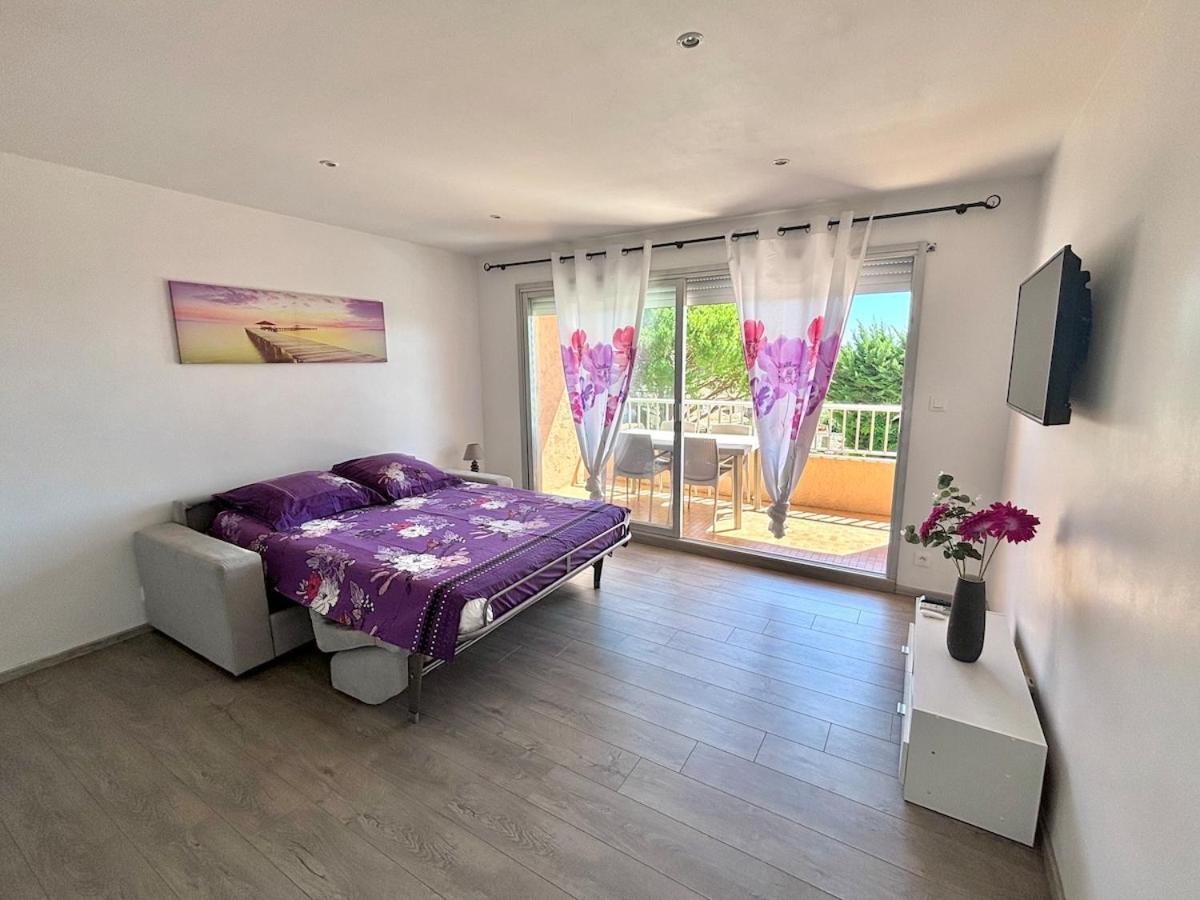 Grand studio climatisé, piscine, plage 5mn, parking gratuit