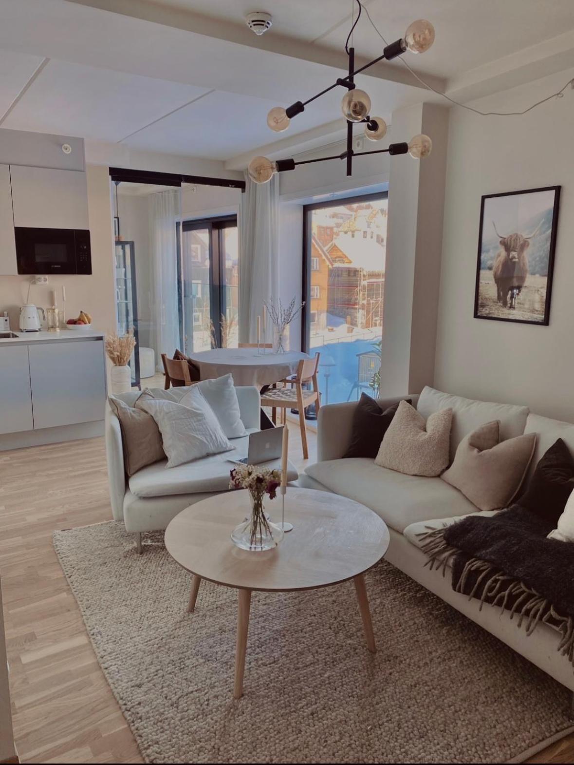 Delicate city apartment with mountain view