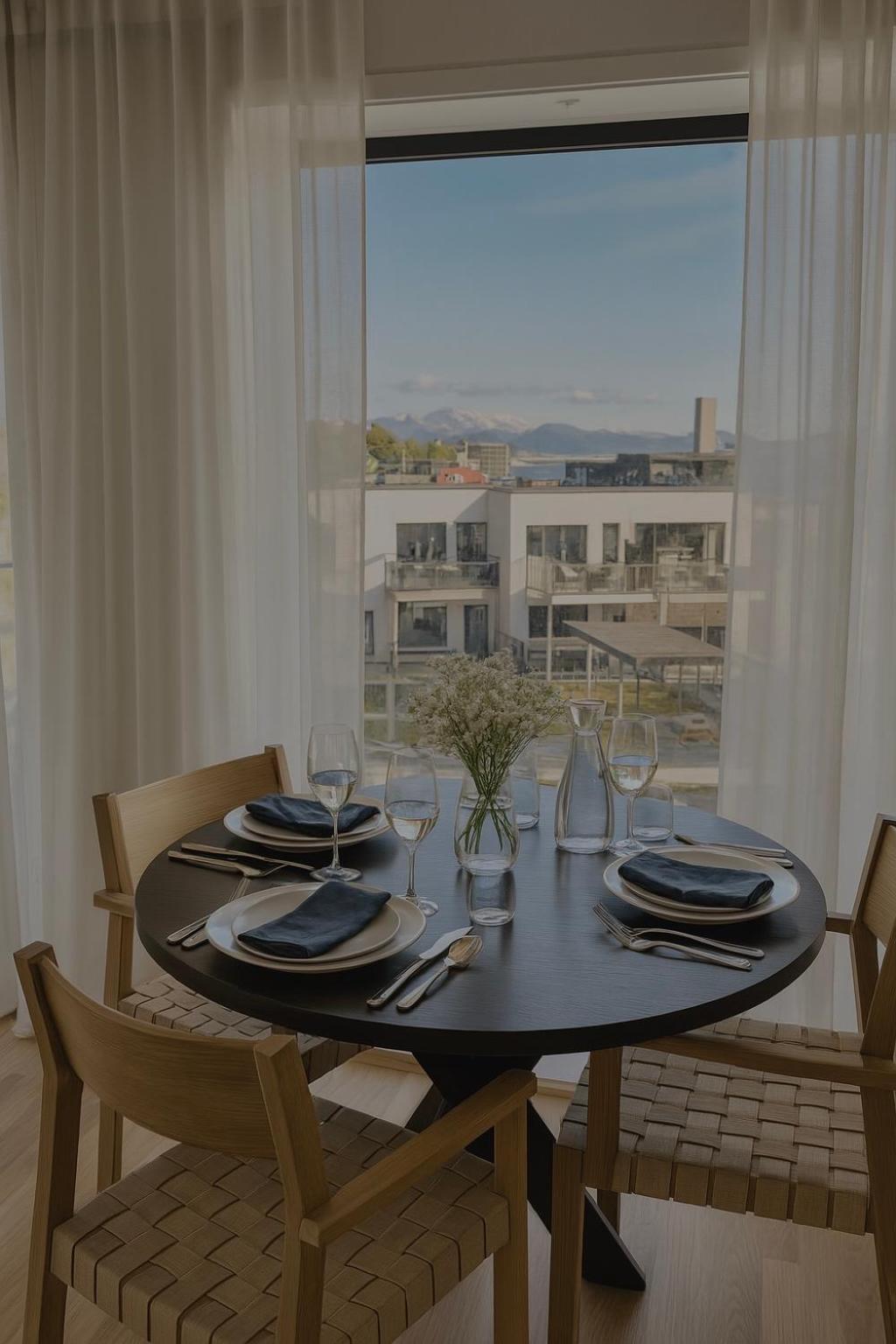Delicate city apartment with mountain view
