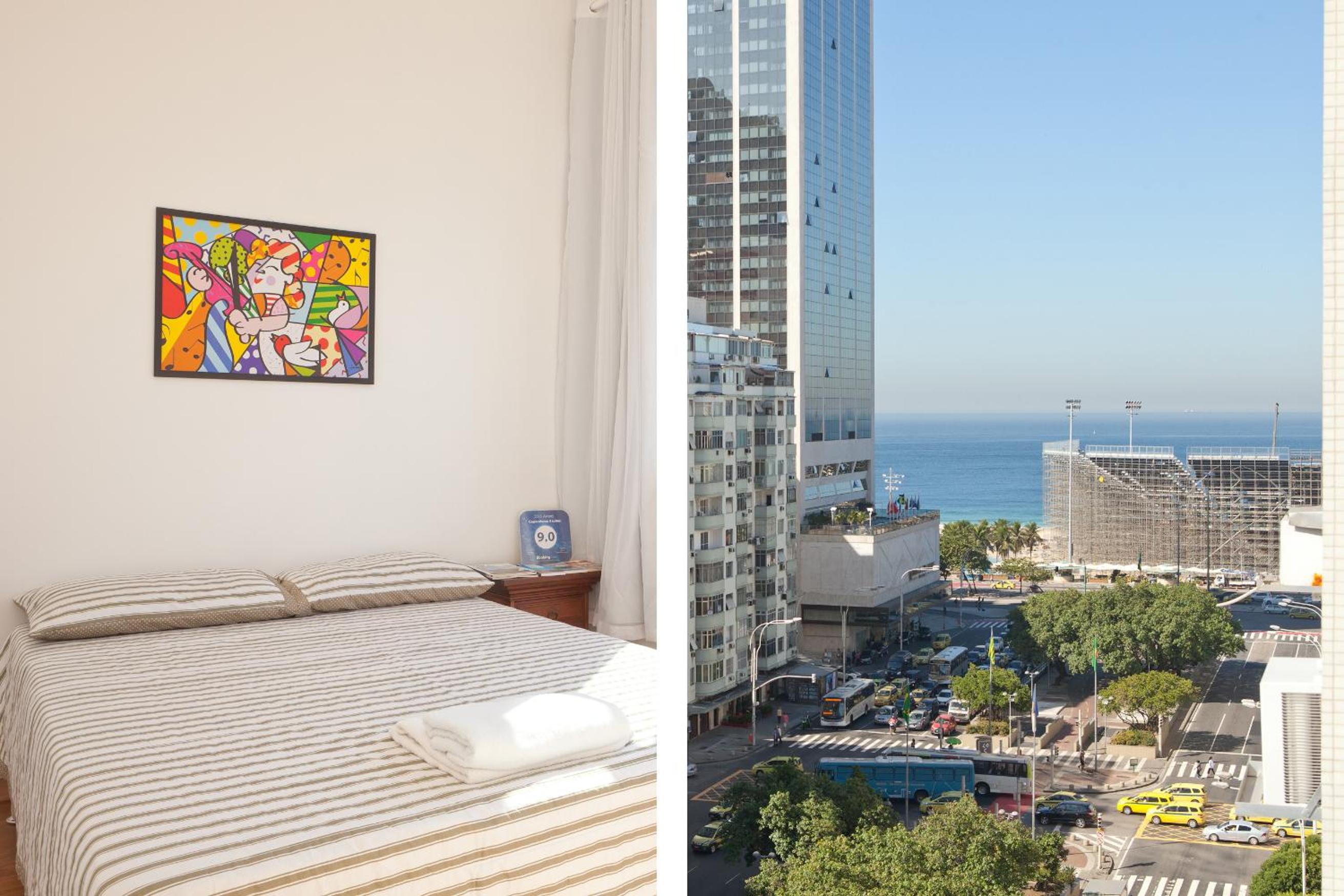 Apartamento completo na praia de Copacabana 02 Quartos com vista lateral mar em andar alto, ar, wifi , netflix, pauloangerami RMVC18