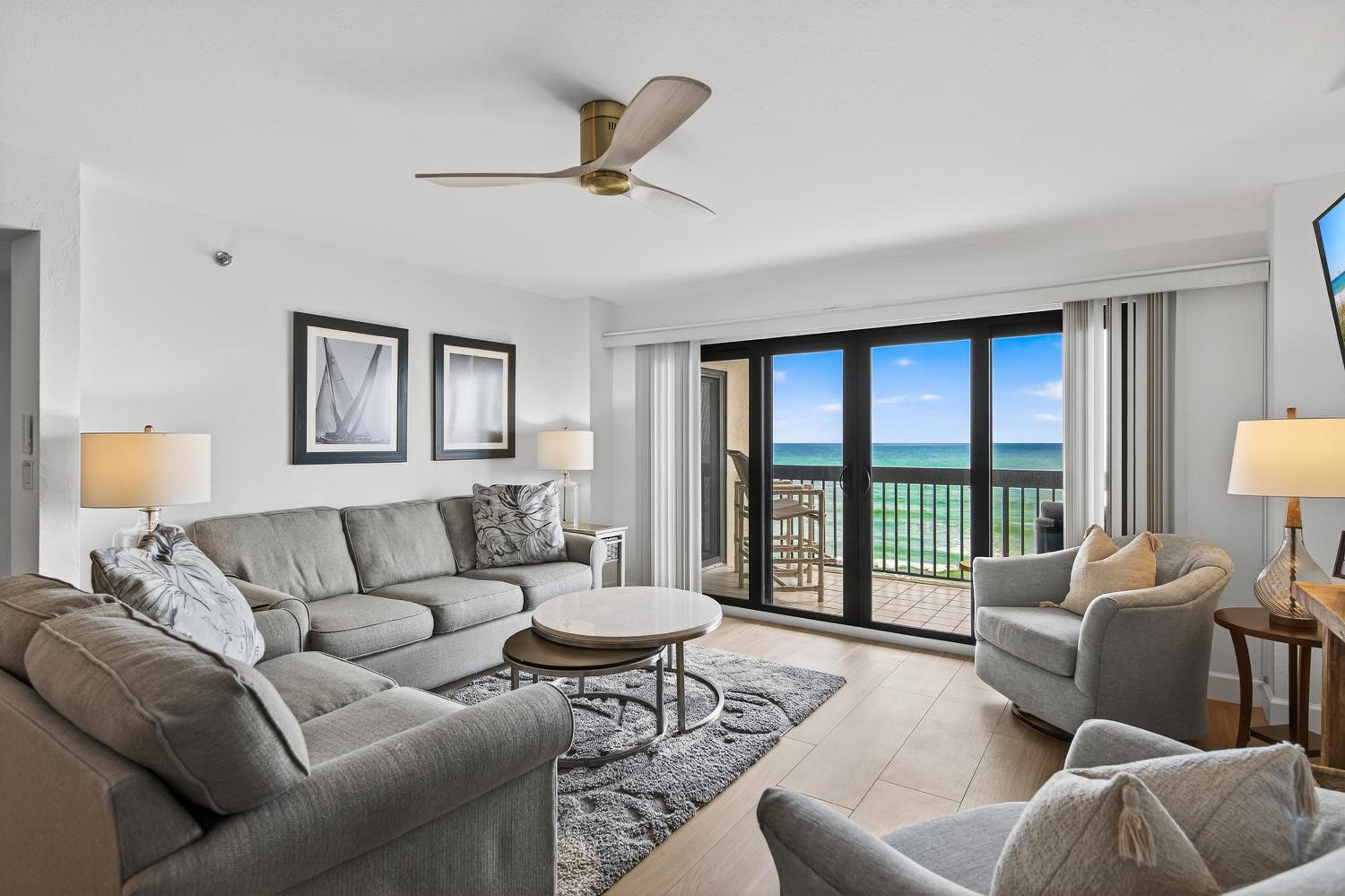 Luxury direct oceanfront corner with a large private balcony, heated pool and garage