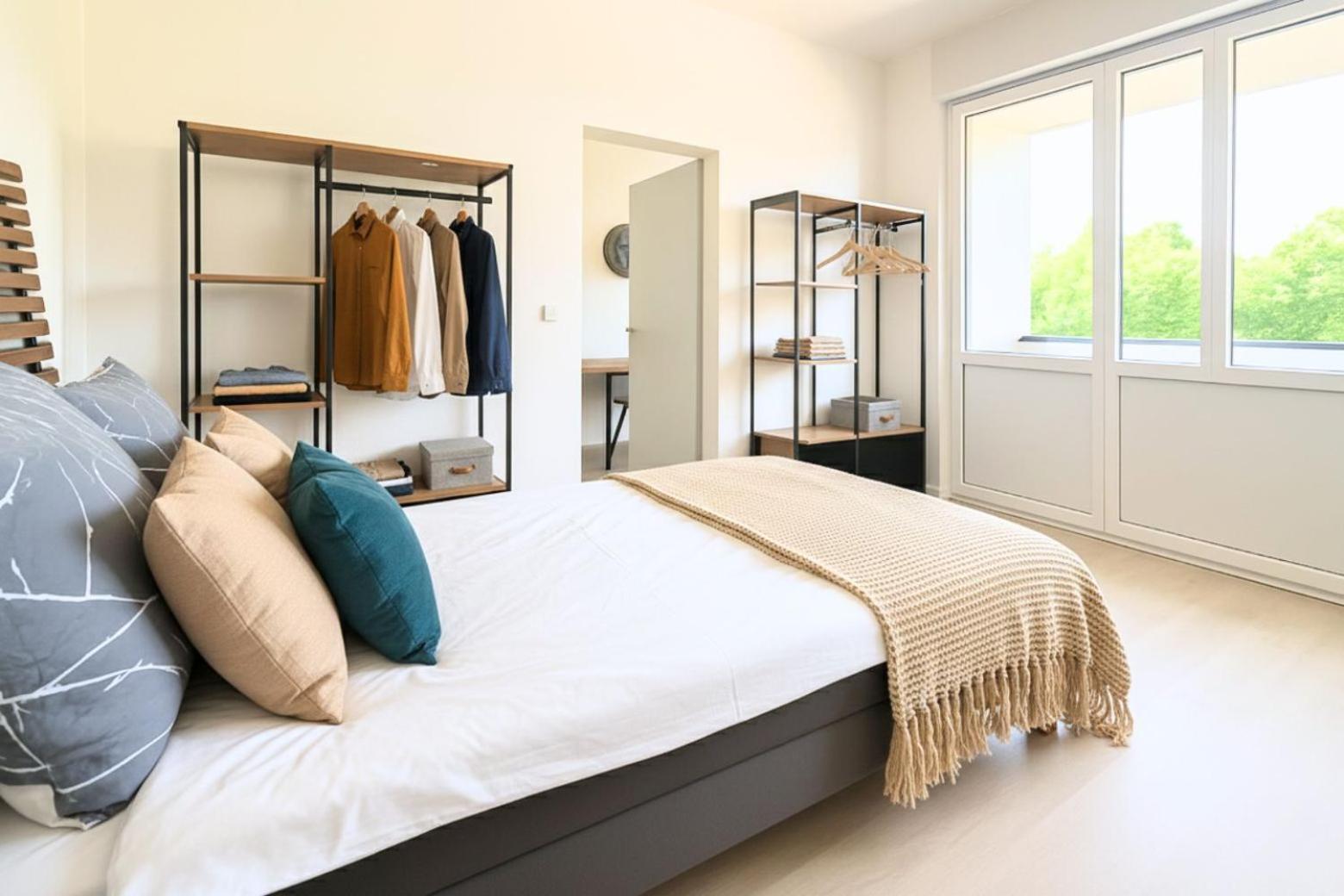 Modernes 2-Raum Apartment für 4 Personen mit Boxspringbetten, vollausgestatteter Küche und Balkon
