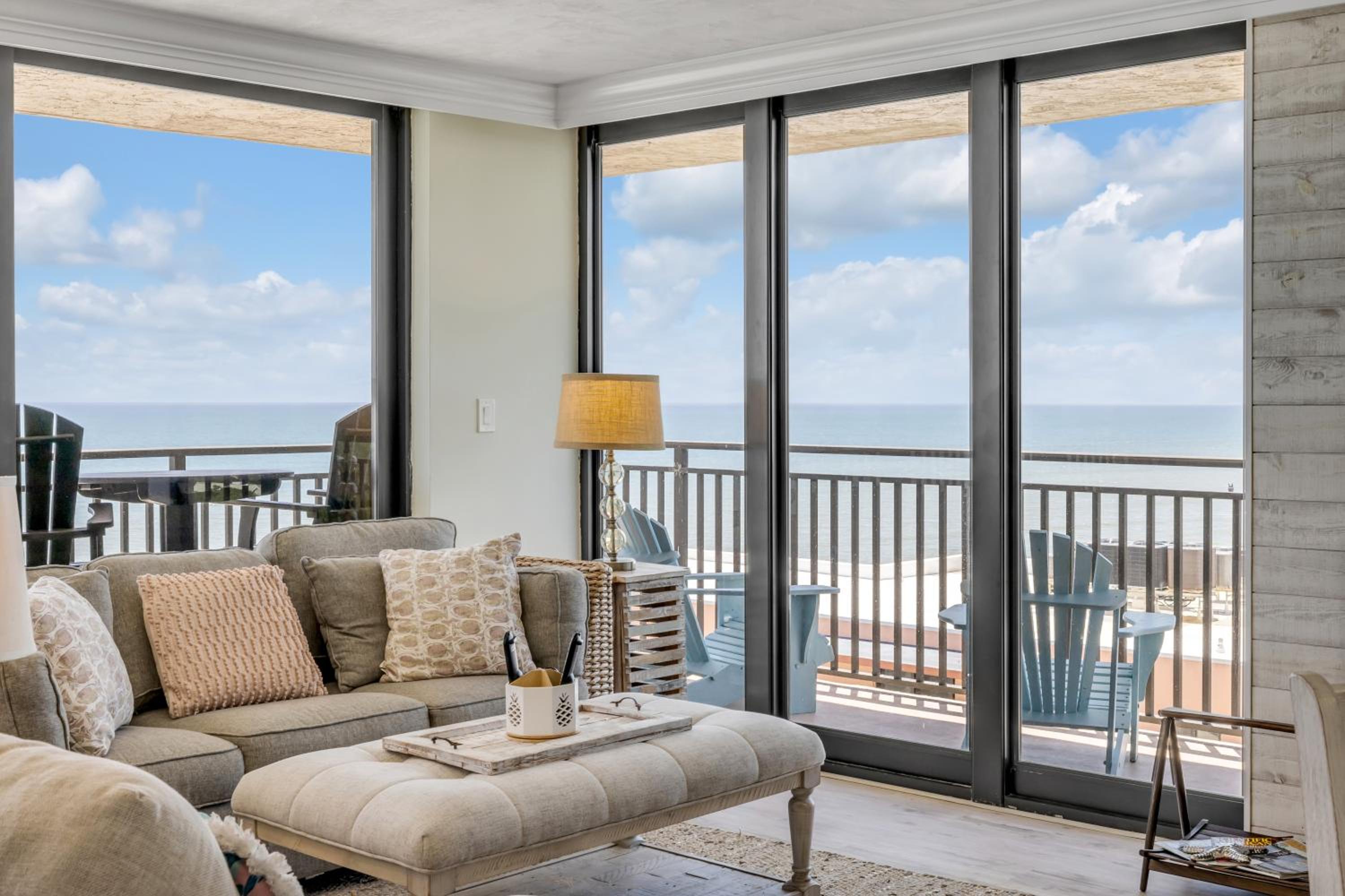 New dog-friendly Listing! Updated direct oceanfront with spacious balcony and heated pool