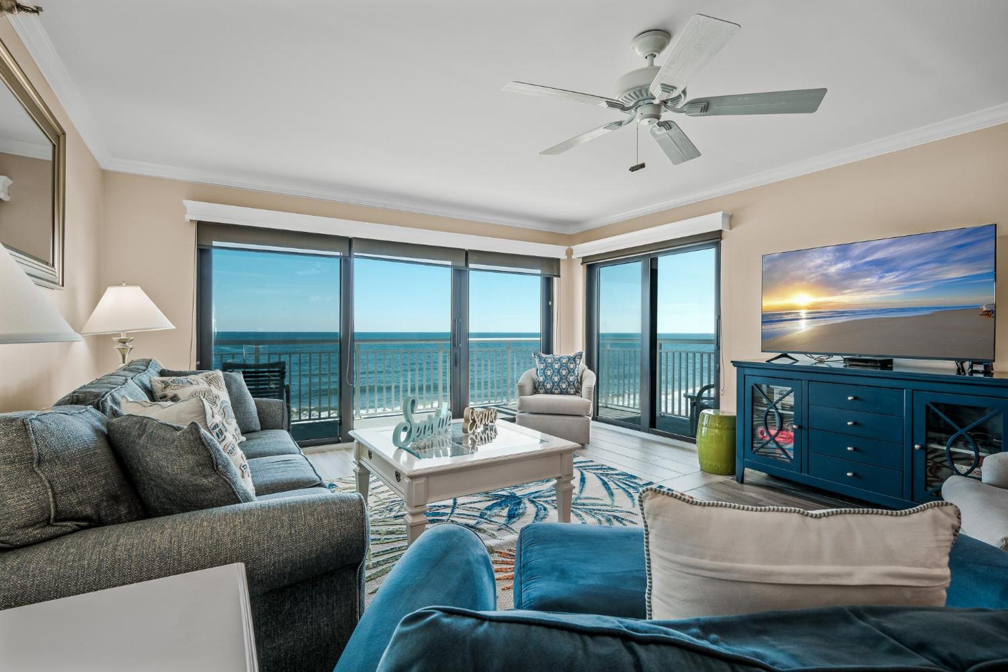 Direct oceanfront condo with a large balcony and a heated beachfront pool