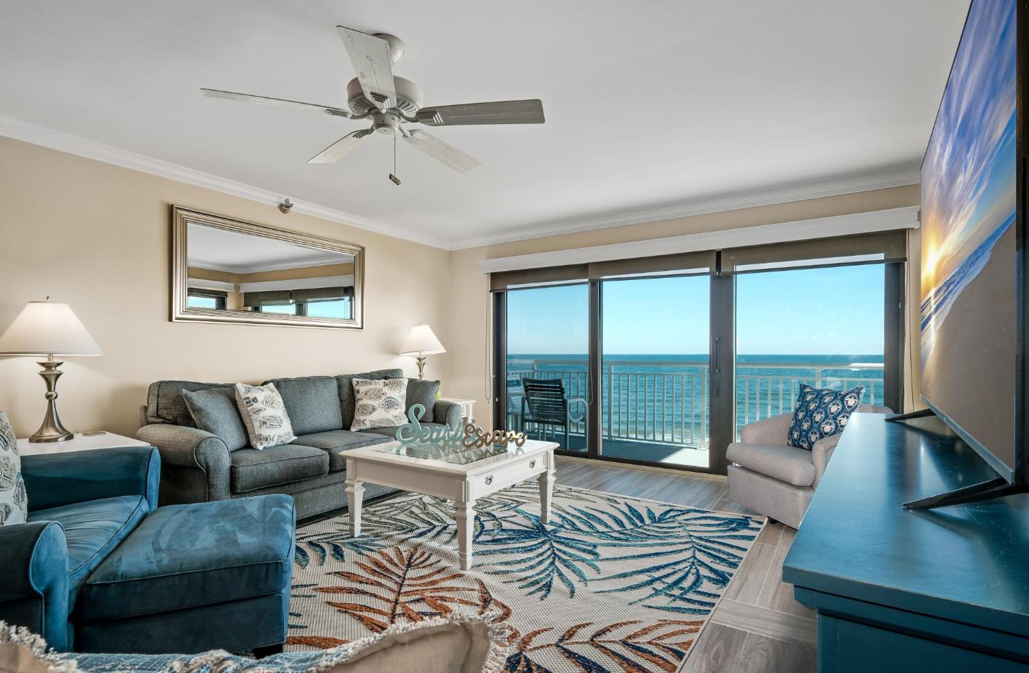 Direct oceanfront condo with a large balcony and a heated beachfront pool