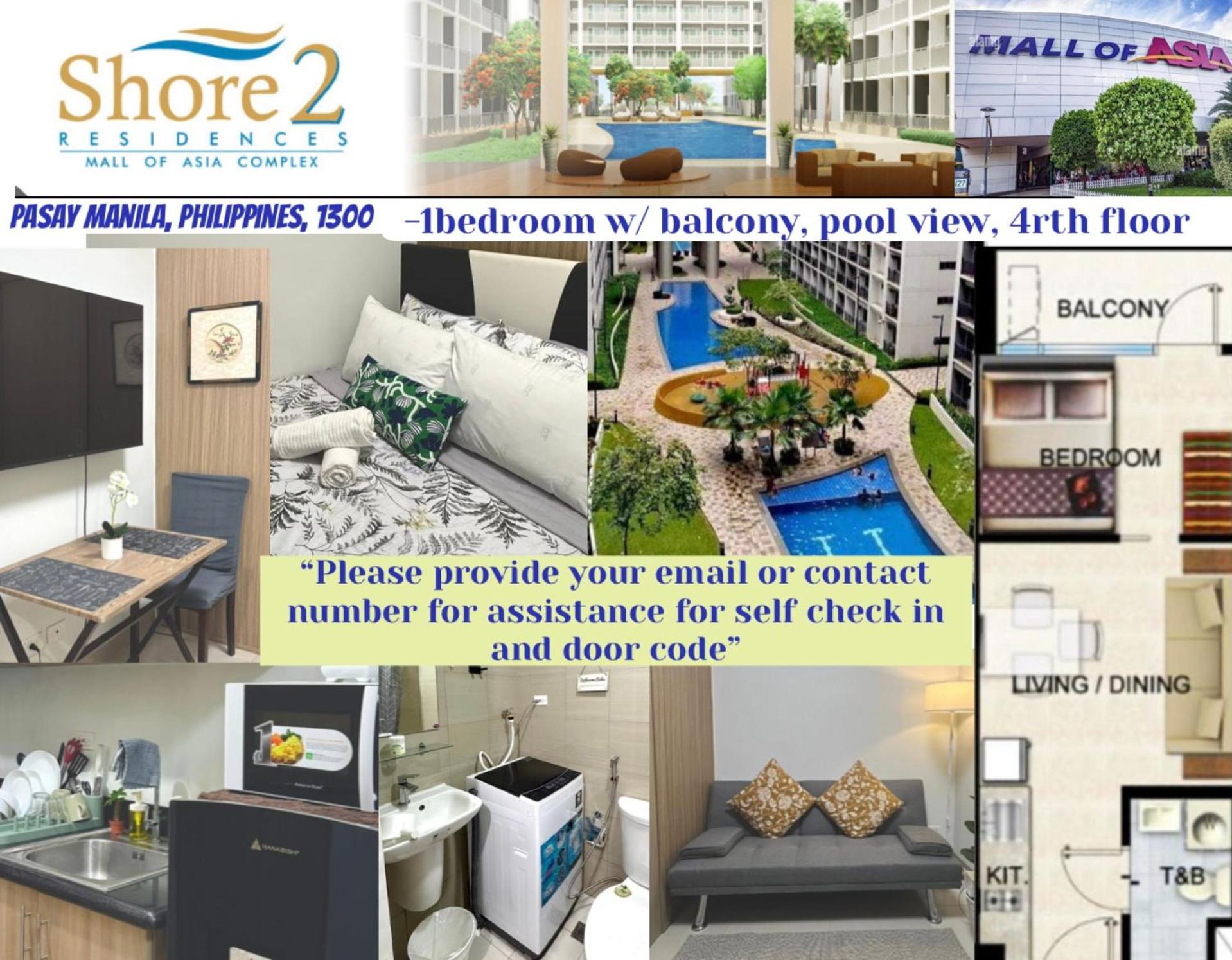 Apartment with balcony walking distance to Mall of Asia located in Shore1 and 2 Residences