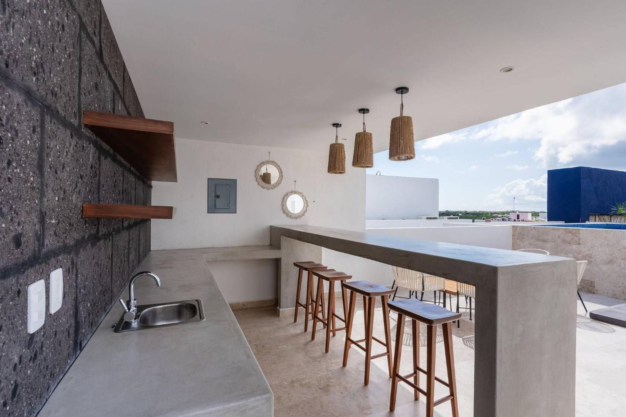 Modern and bright Rooftop pools gym cowork