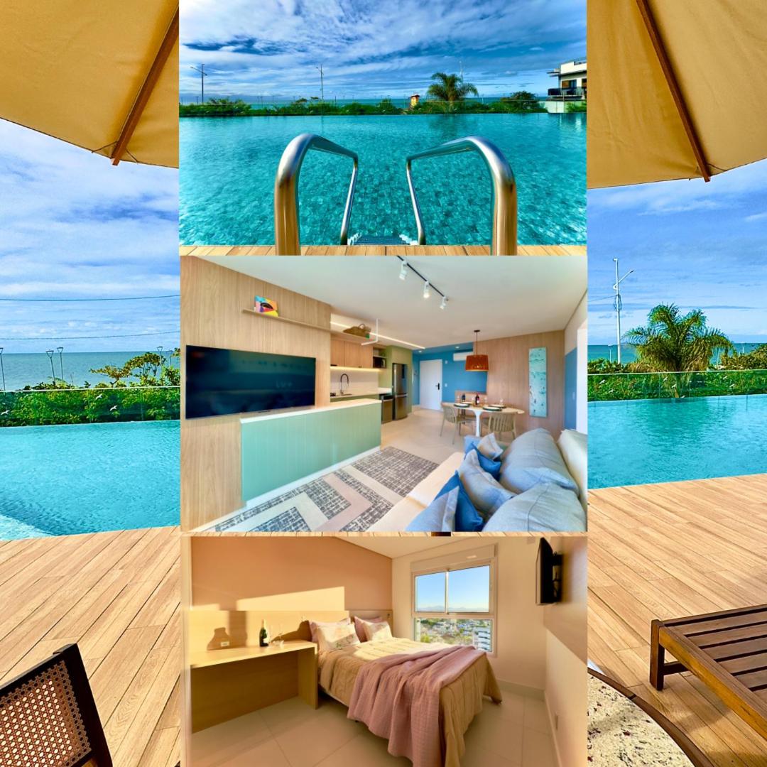 Apto 3 Quartos Condomínio Resort Completo Pé na areia com Piscina borda Infinita, Beach Tennis, Academia, Sala de Jogos, Brinquedoteca, Playground e Portar