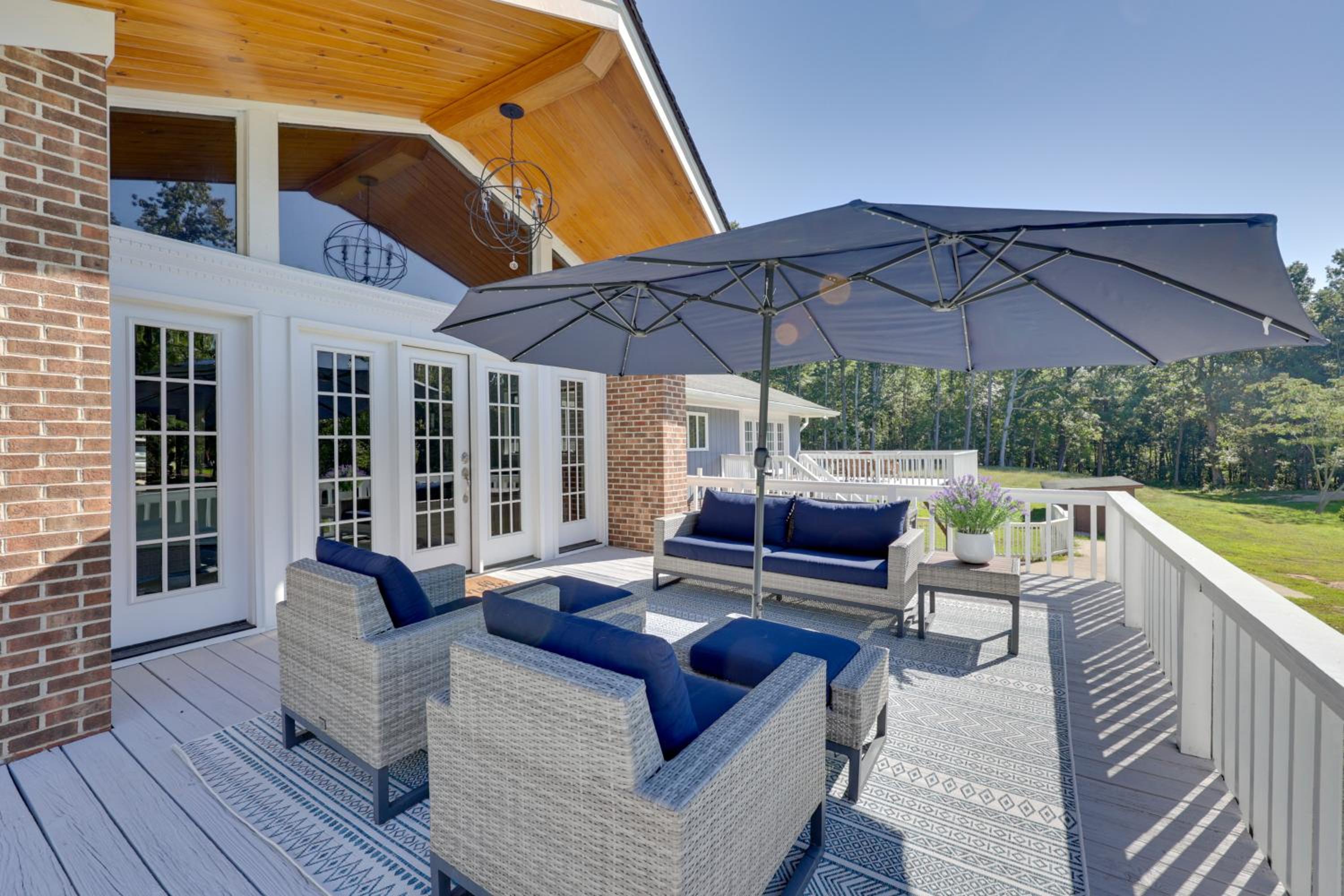 Game Room and Fire Pit! Luxe Louisburg Farmhouse