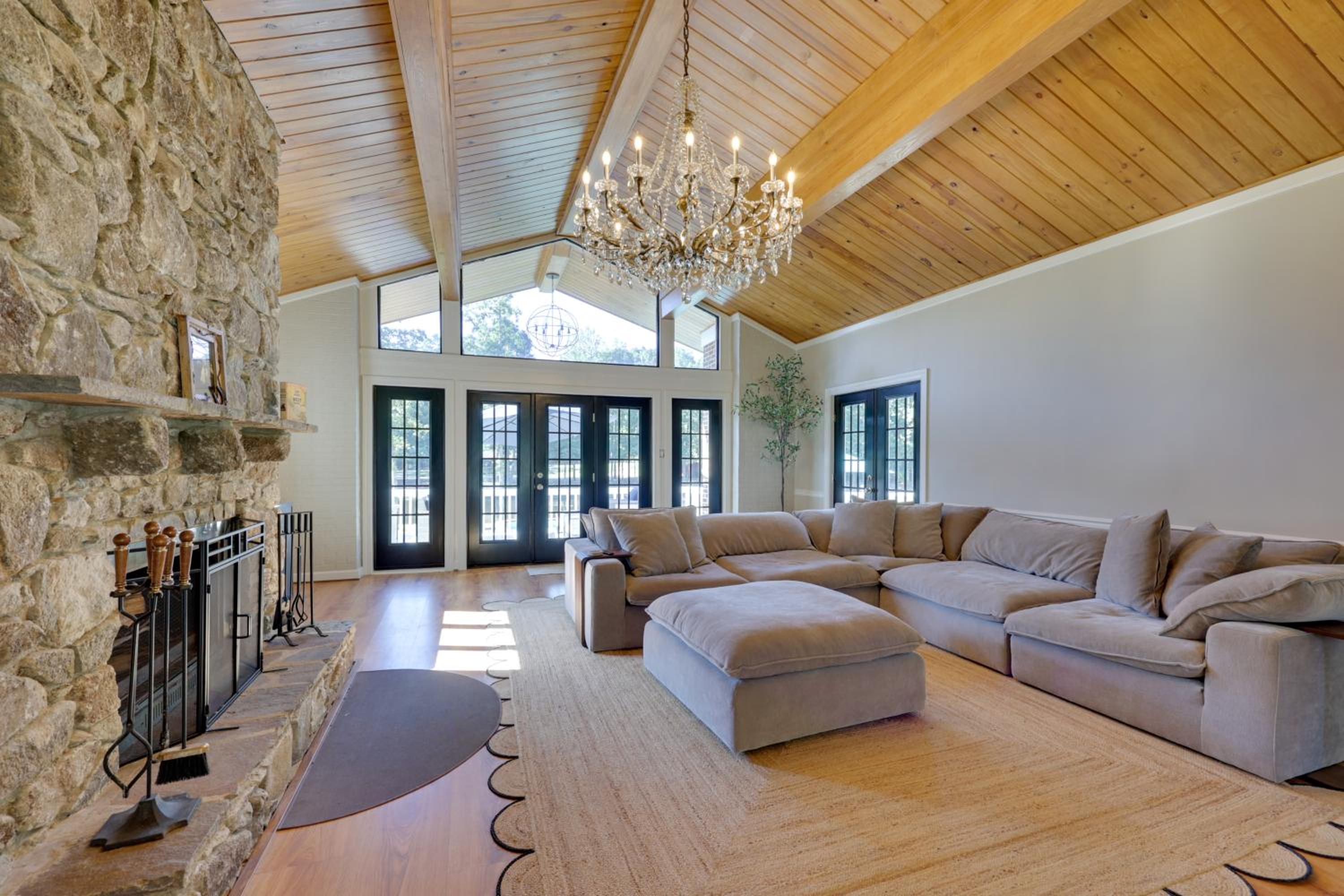 Game Room and Fire Pit! Luxe Louisburg Farmhouse