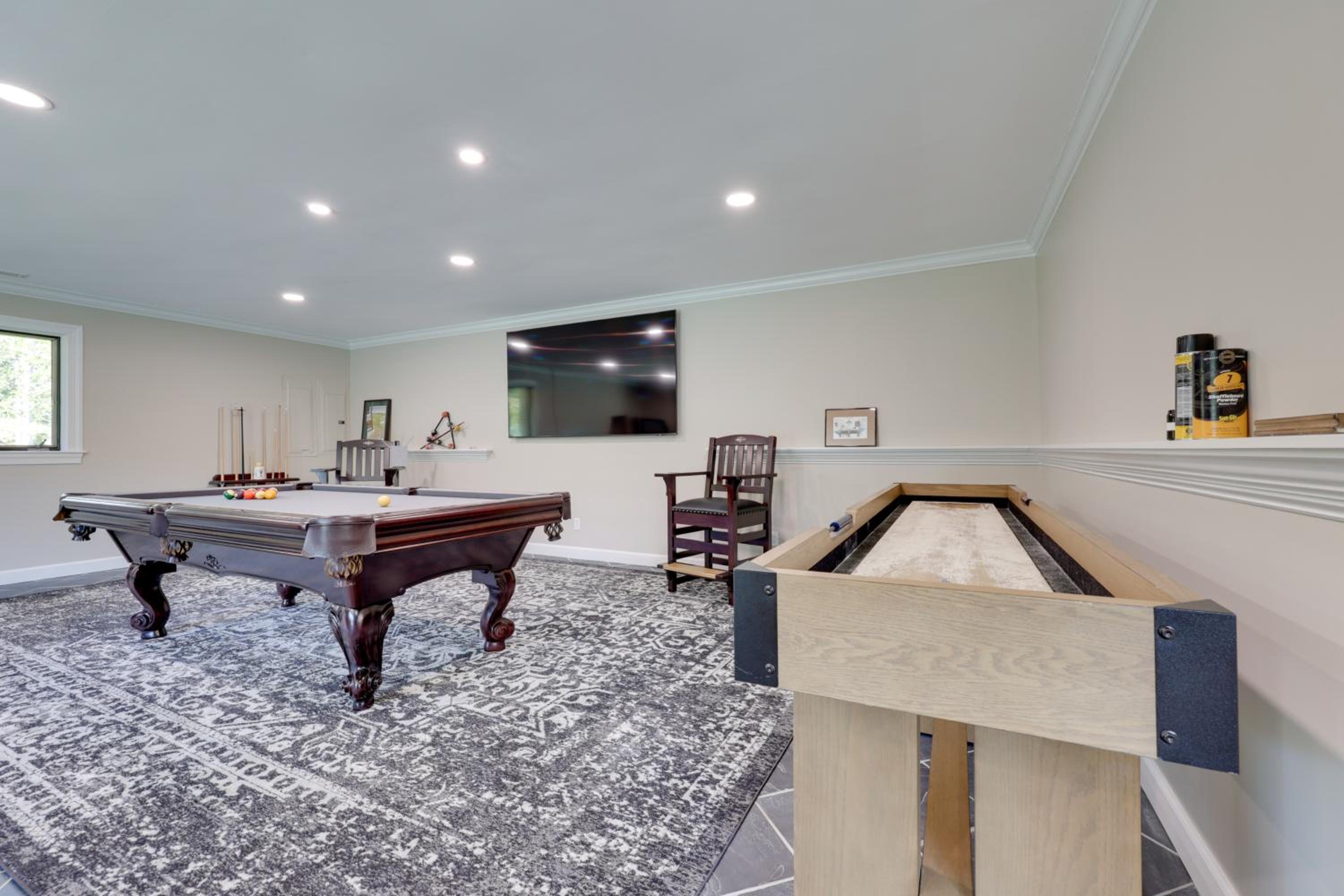 Game Room and Fire Pit! Luxe Louisburg Farmhouse