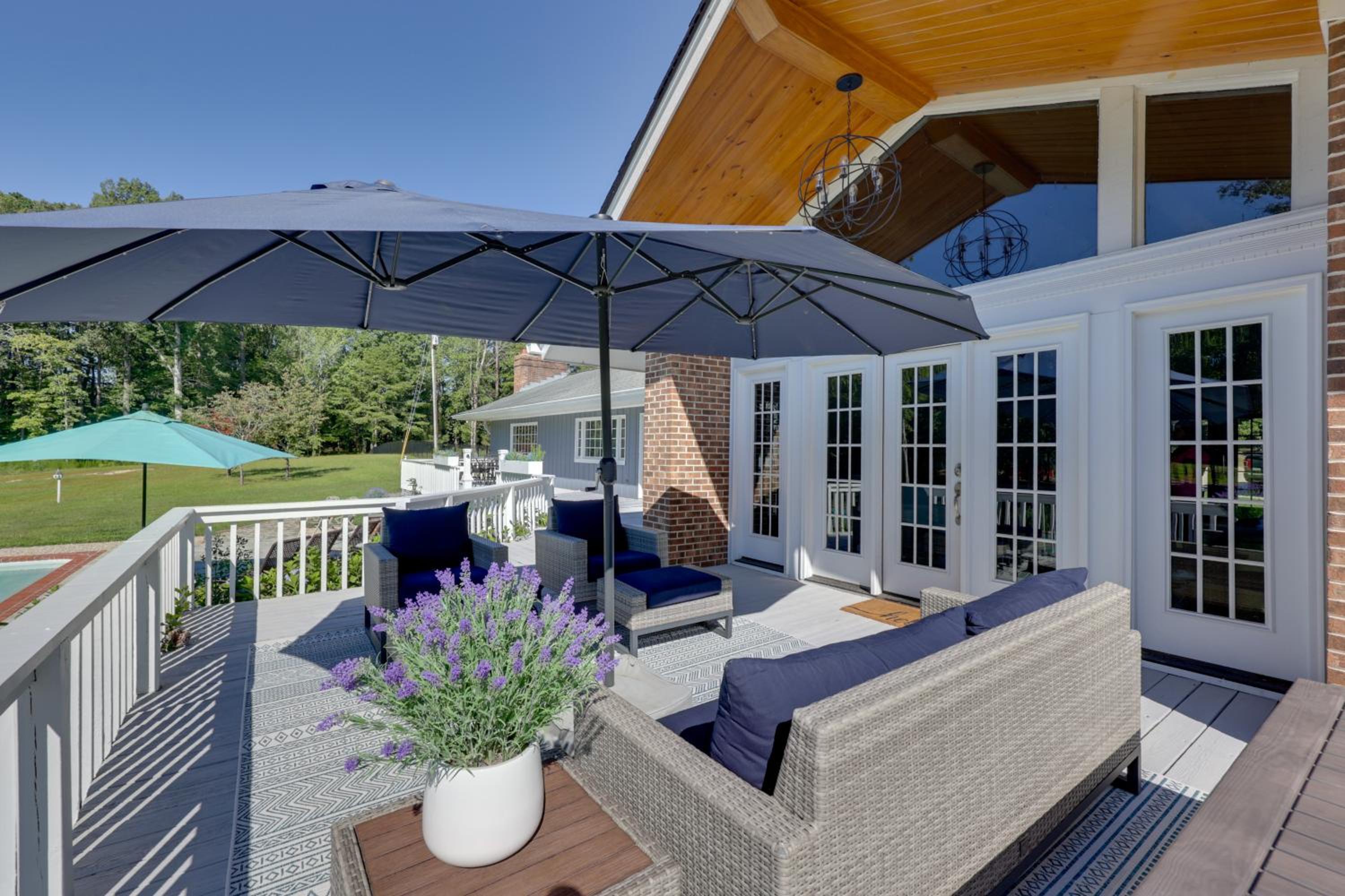 Game Room and Fire Pit! Luxe Louisburg Farmhouse