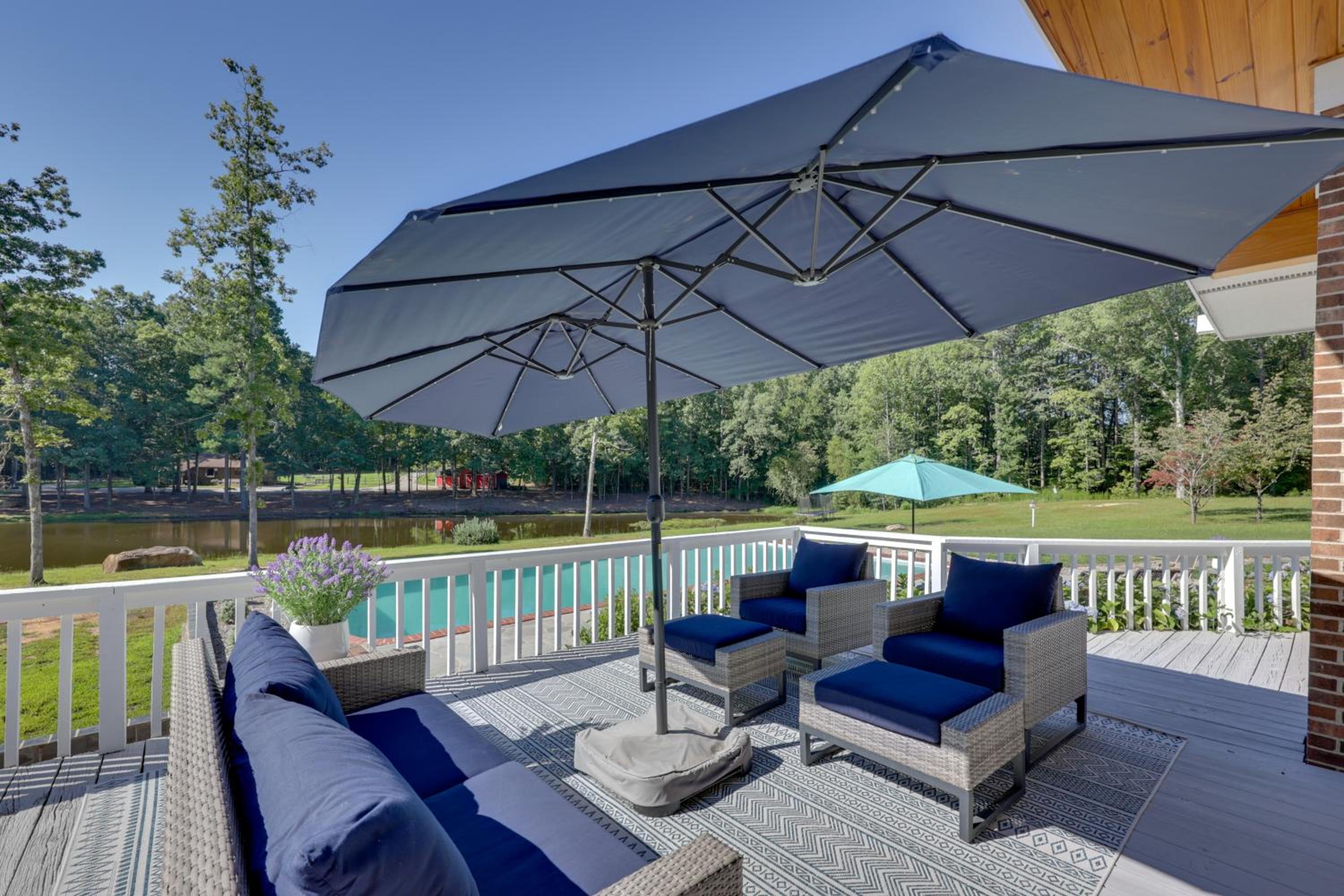 Game Room and Fire Pit! Luxe Louisburg Farmhouse