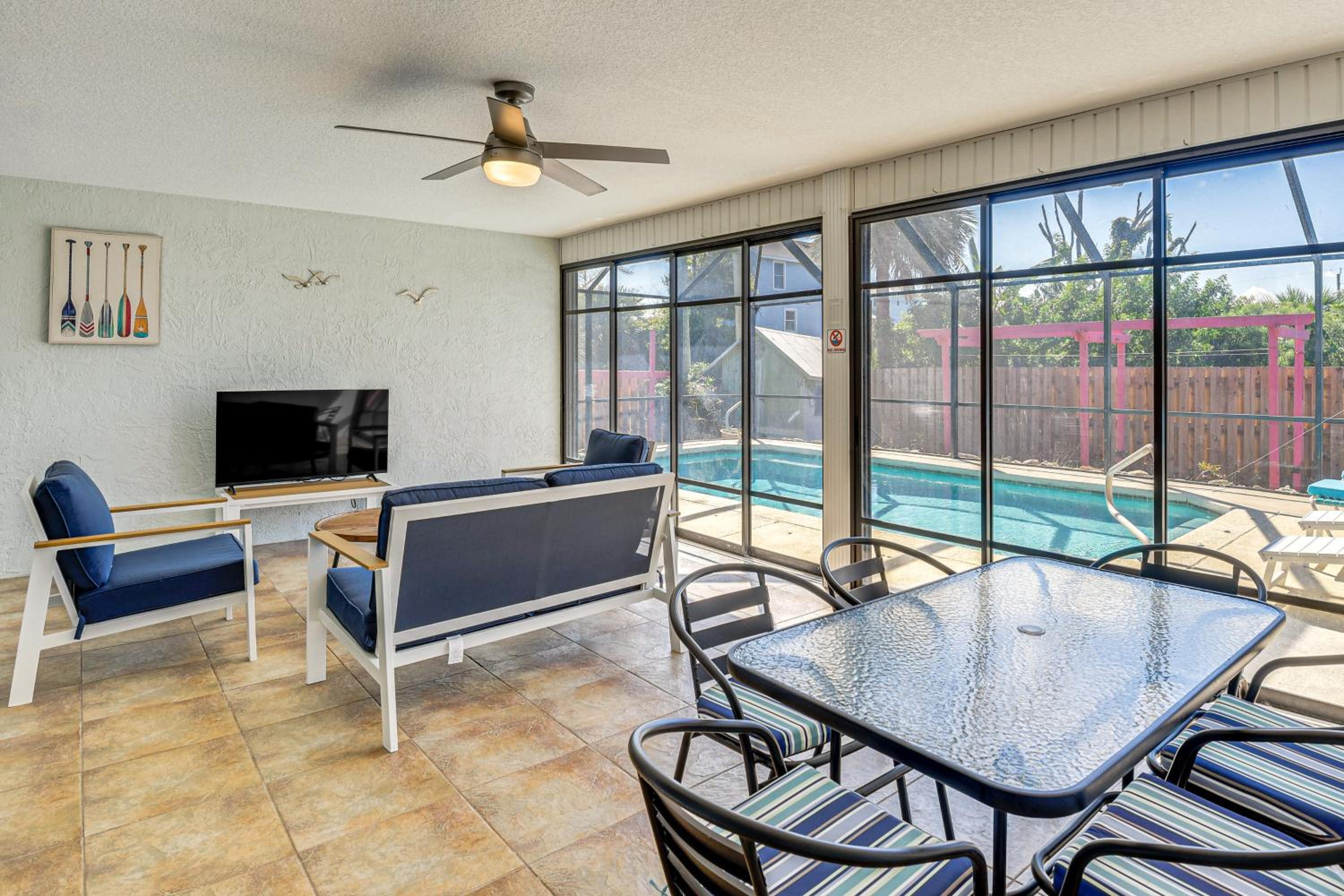 Walk to Beach! Palm Coast Oasis with Pool