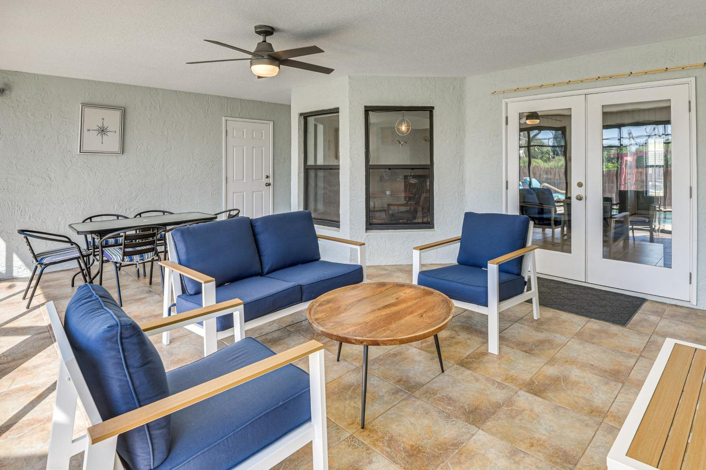 Walk to Beach! Palm Coast Oasis with Pool