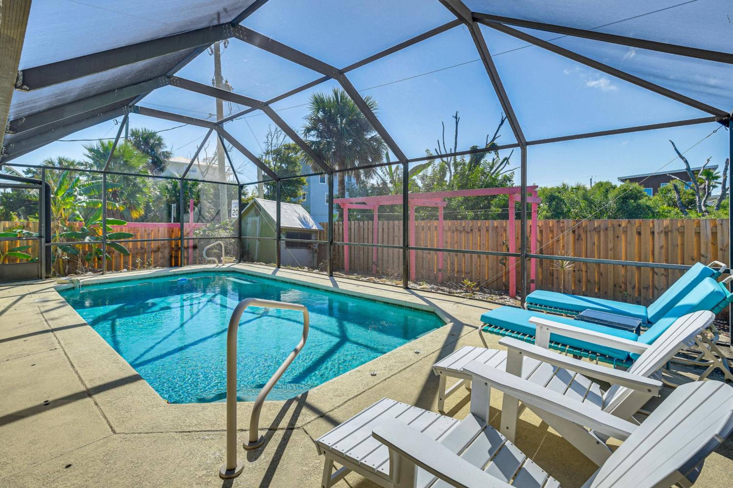 Walk to Beach! Palm Coast Oasis with Pool