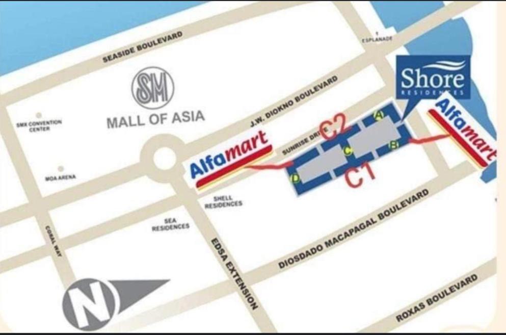 Apartment with balcony walking distance to Mall of Asia located in Shore1 and 2 Residences