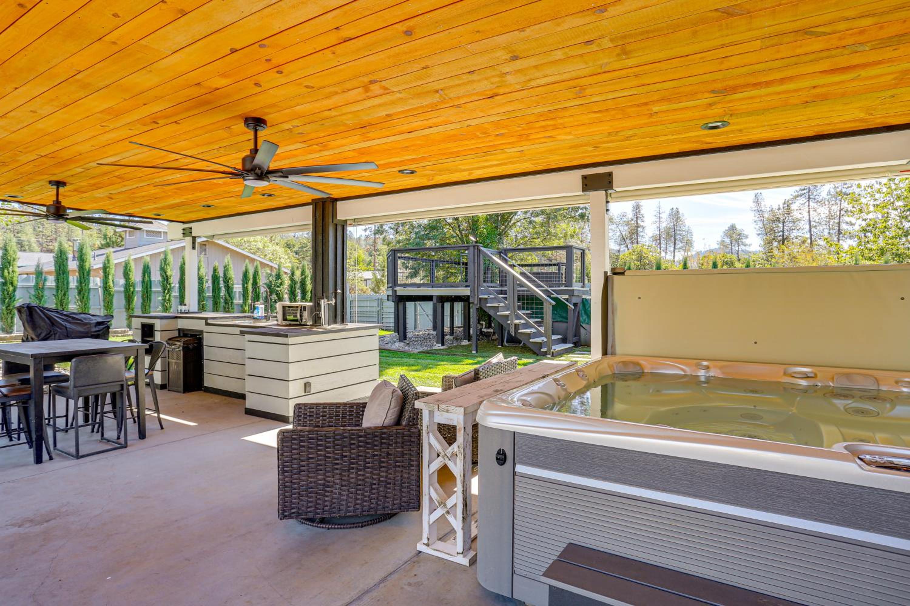 Backyard Oasis with Hot Tub and Views Weaverville Gem