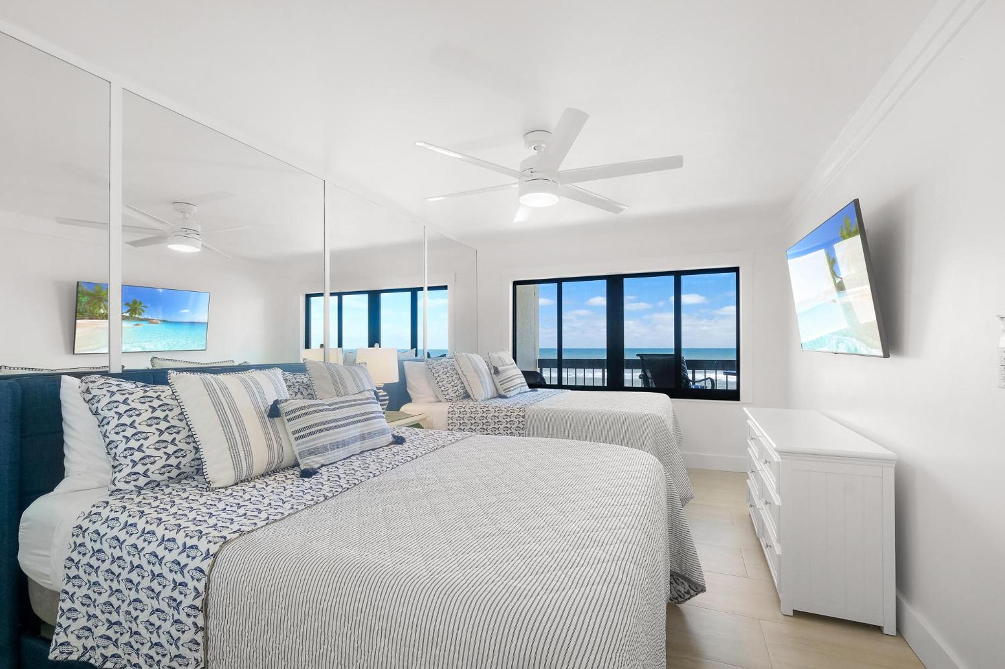 Luxury direct oceanfront corner with large private balcony, heated pool and garage