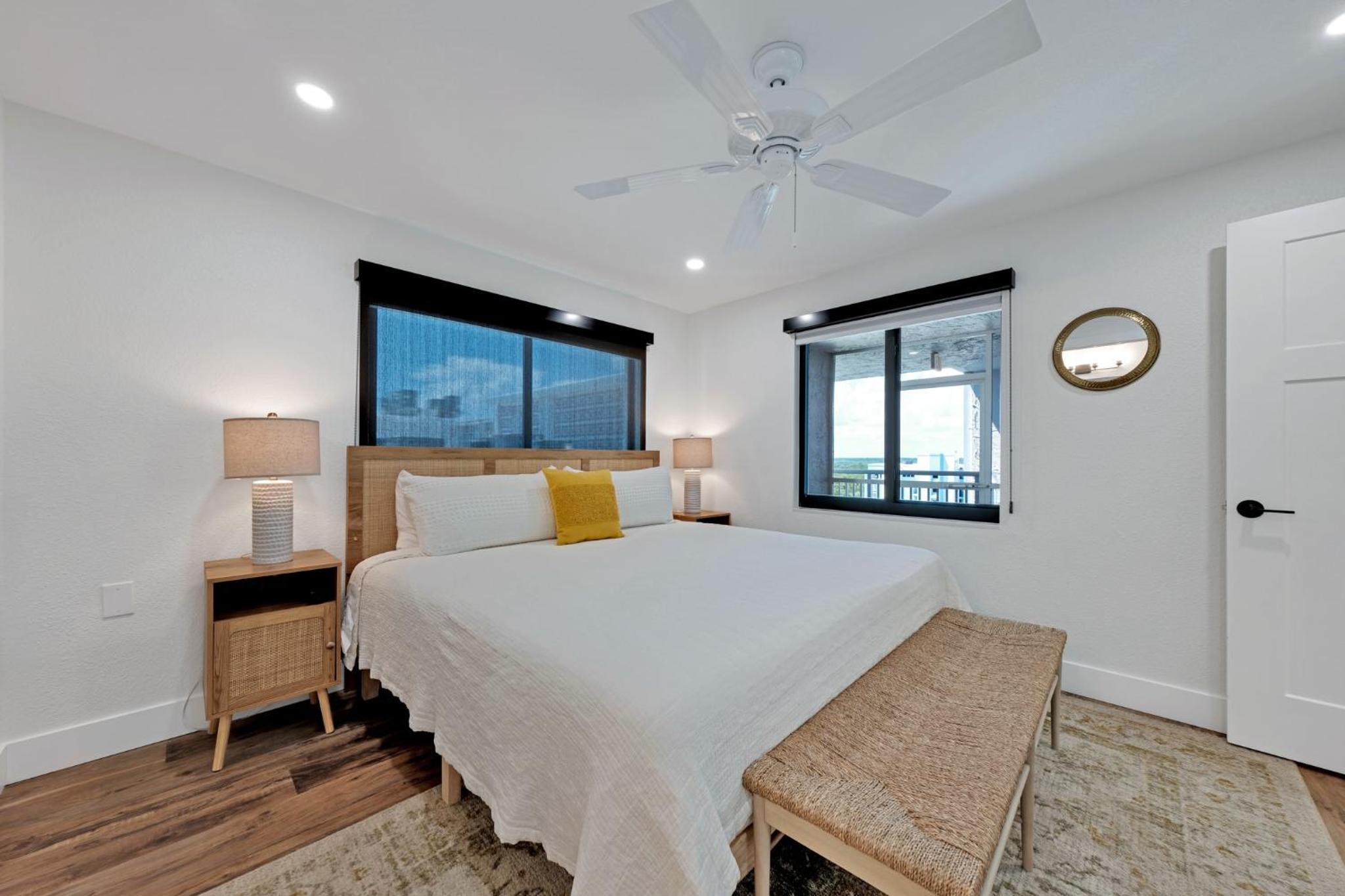 Direct oceanfront corner penthouse with huge wrap-around balcony offering beach and pool views