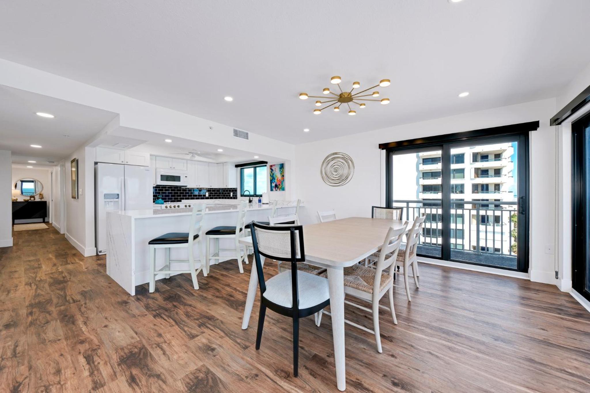 Direct oceanfront corner penthouse with huge wrap-around balcony offering beach and pool views