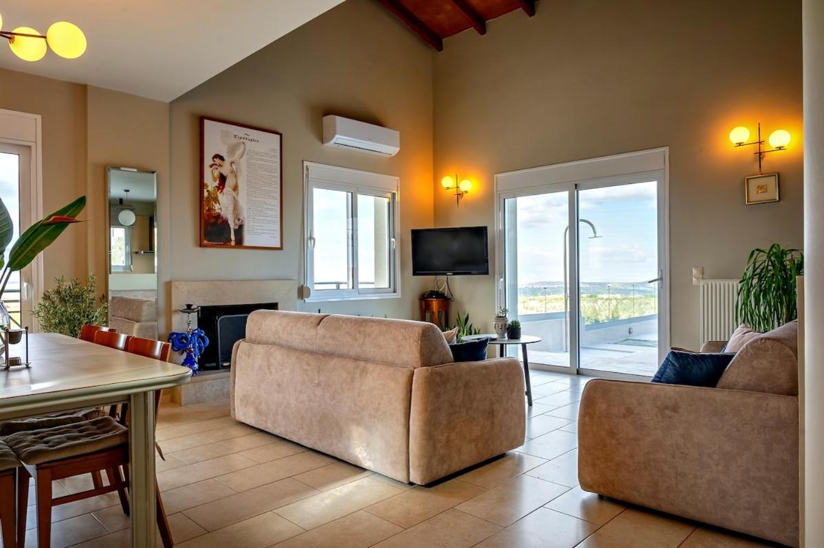 Aurora Heraklion Seasons Villa- Sea Pool Fireplace