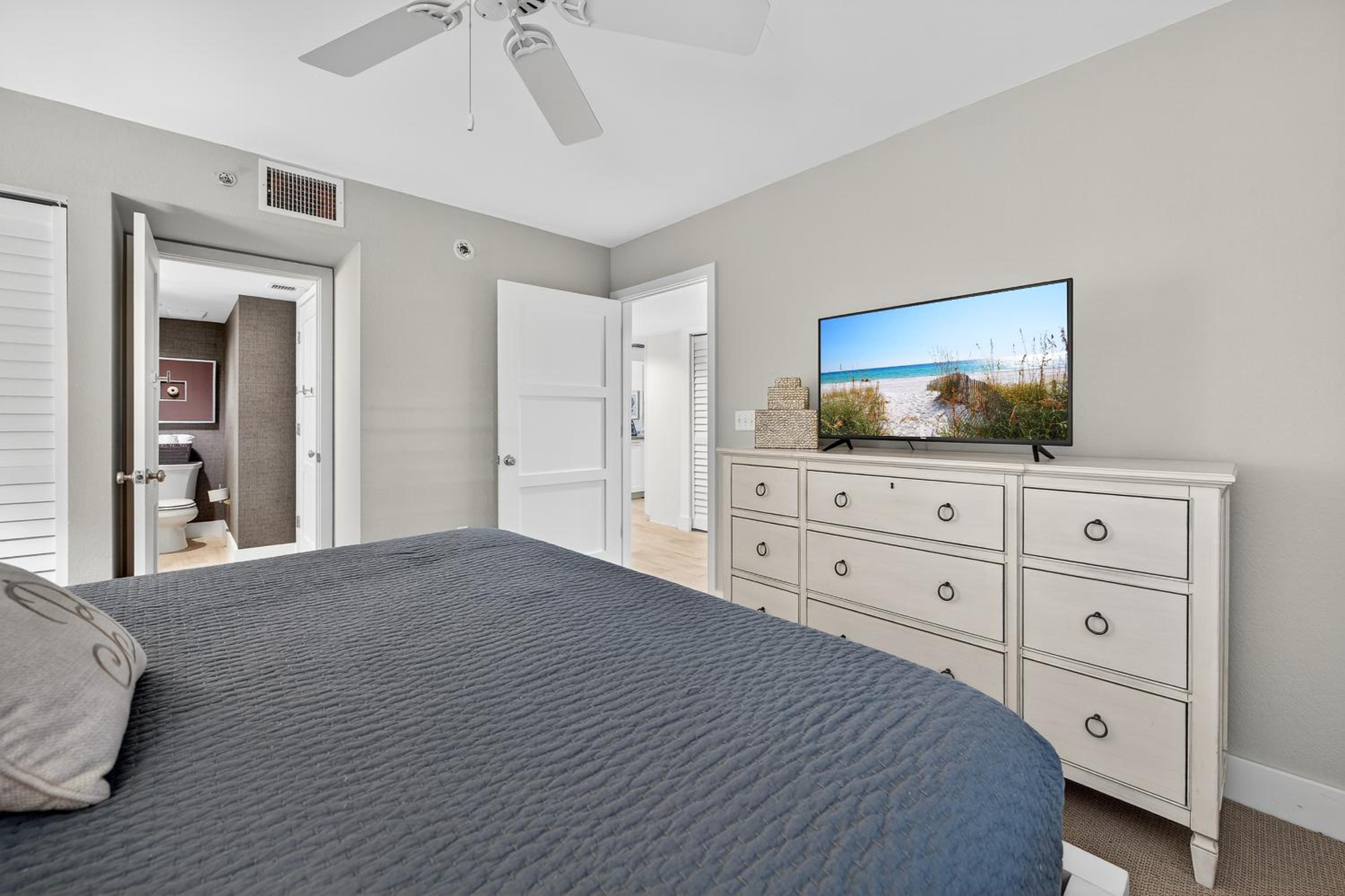 Ground floor direct oceanfront with a large patio, pool, and covered parking