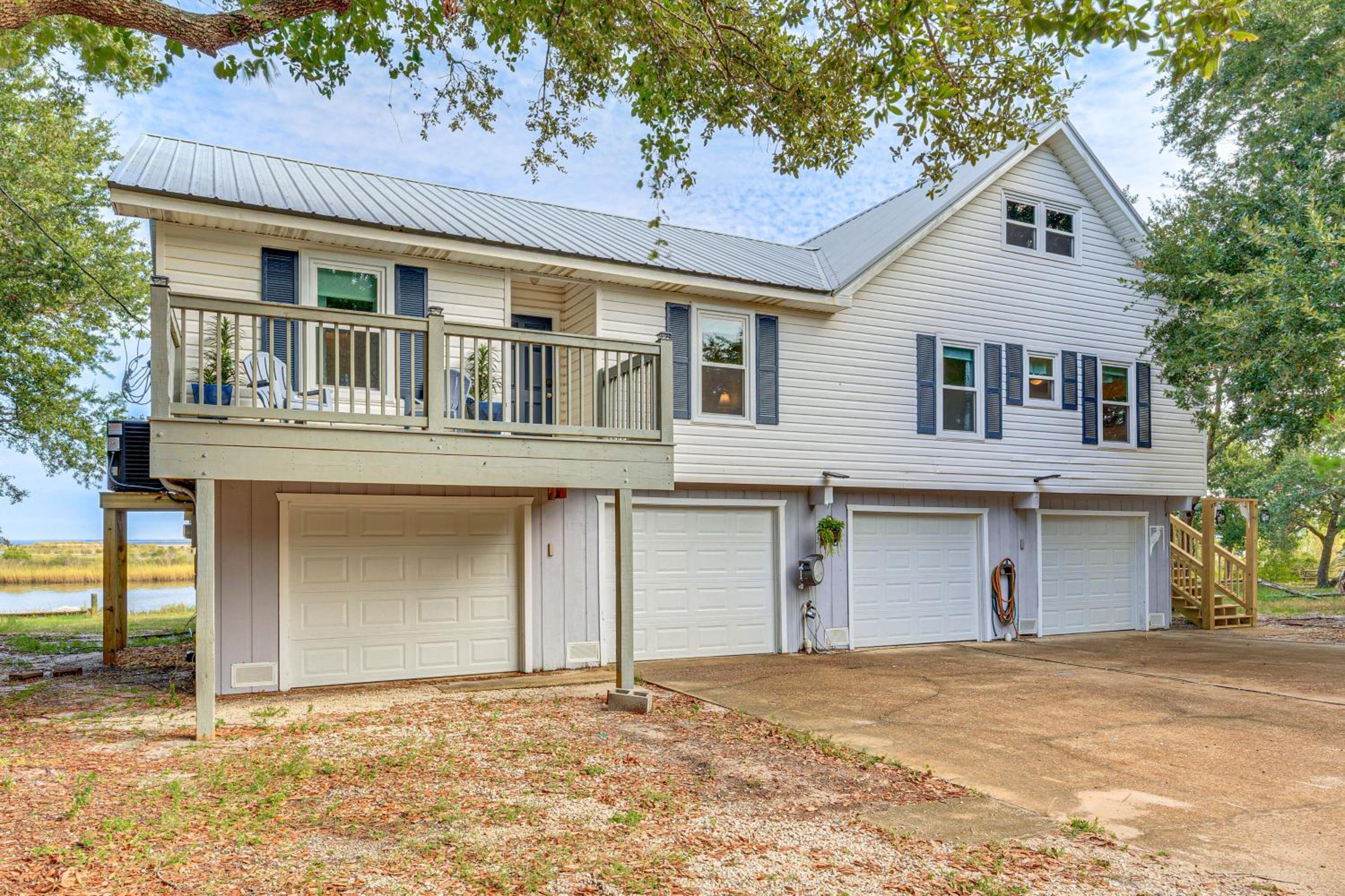 Steps to Gulf Bayside Dauphin Island Home with Dock