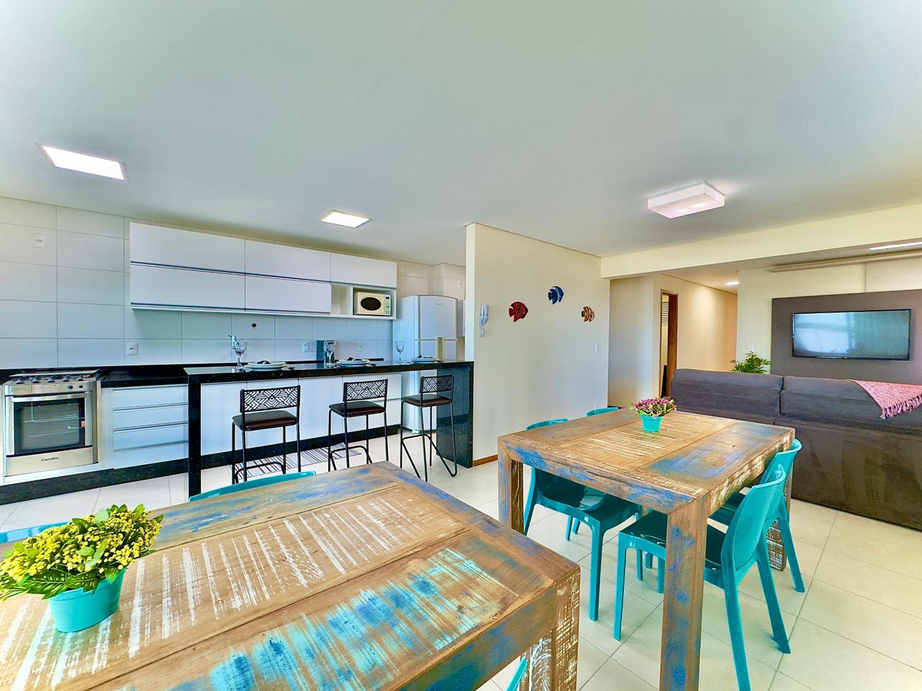 Apto Frente Mar Bali Beach Home Club 3 Quartos Climatizados Cozinha Completa Sacada com Churrasqueira 2 Vagas de Garagem Piscina borda infinita Sauna Acade