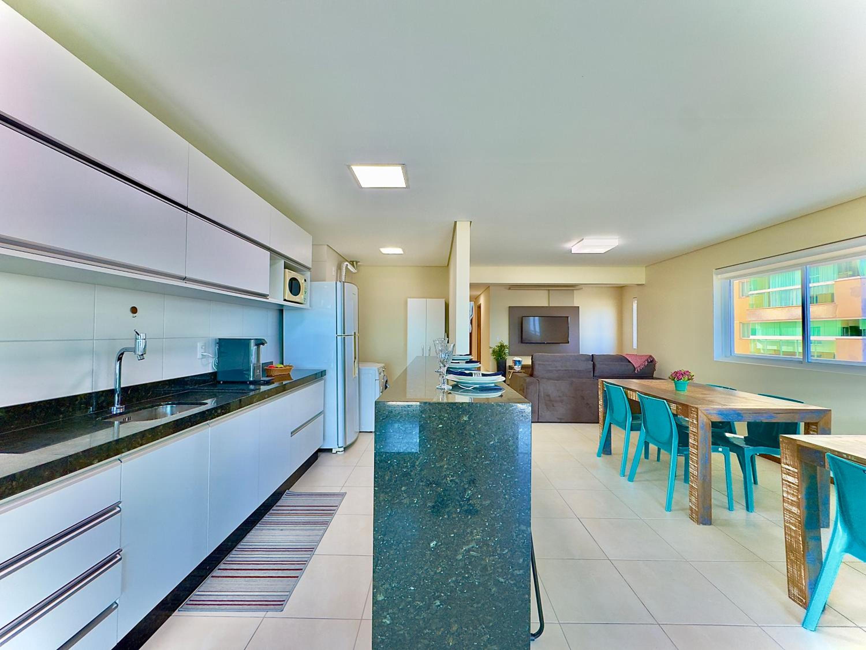 Apto Frente Mar Bali Beach Home Club 3 Quartos Climatizados Cozinha Completa Sacada com Churrasqueira 2 Vagas de Garagem Piscina borda infinita Sauna Acade