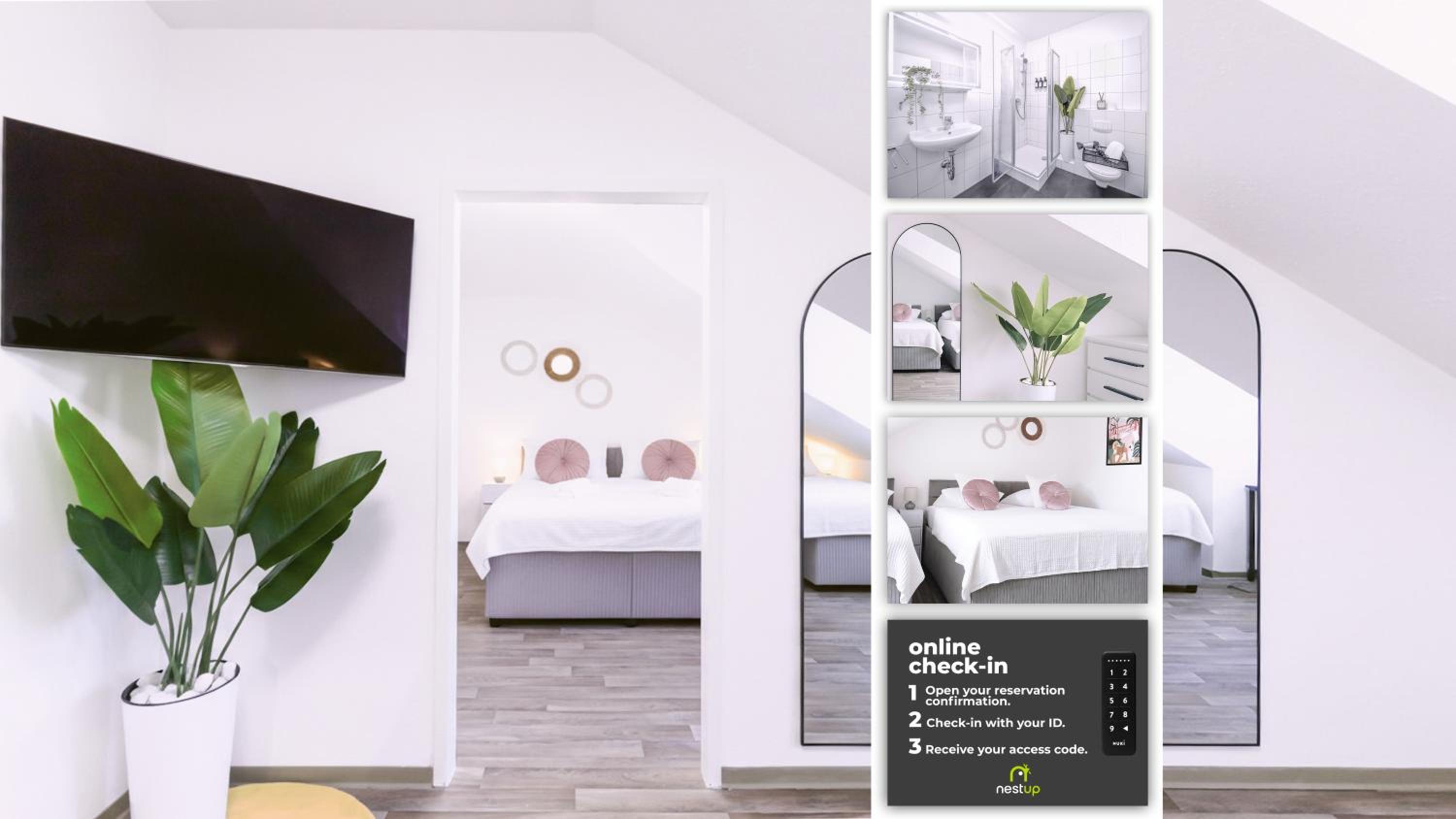 nestup - Zentrales Apartment mit Boxspringbetten, Smart-TV und ausgestatteter Küche