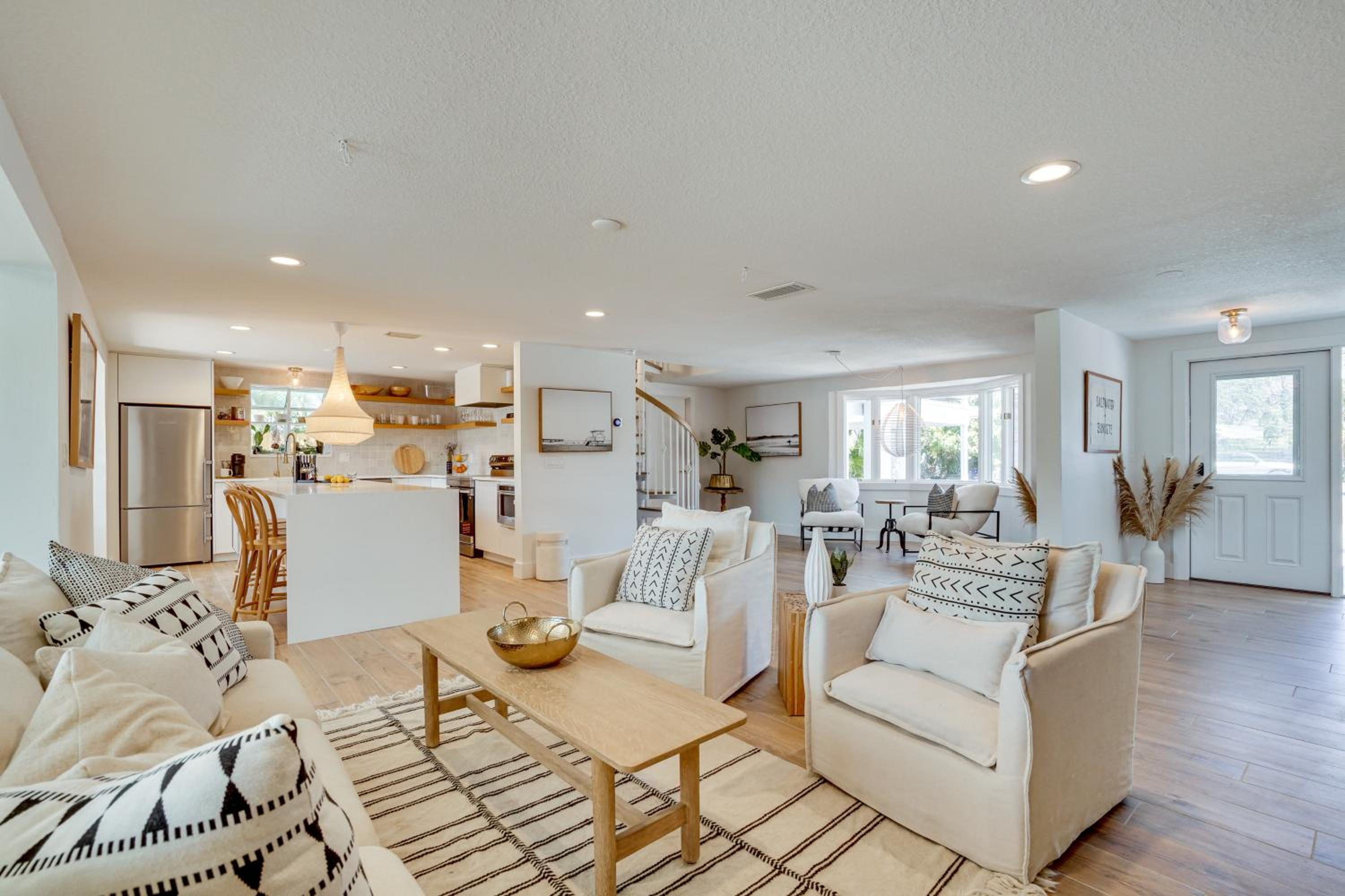 Steps to Bean Point Beach Family Home with Pool