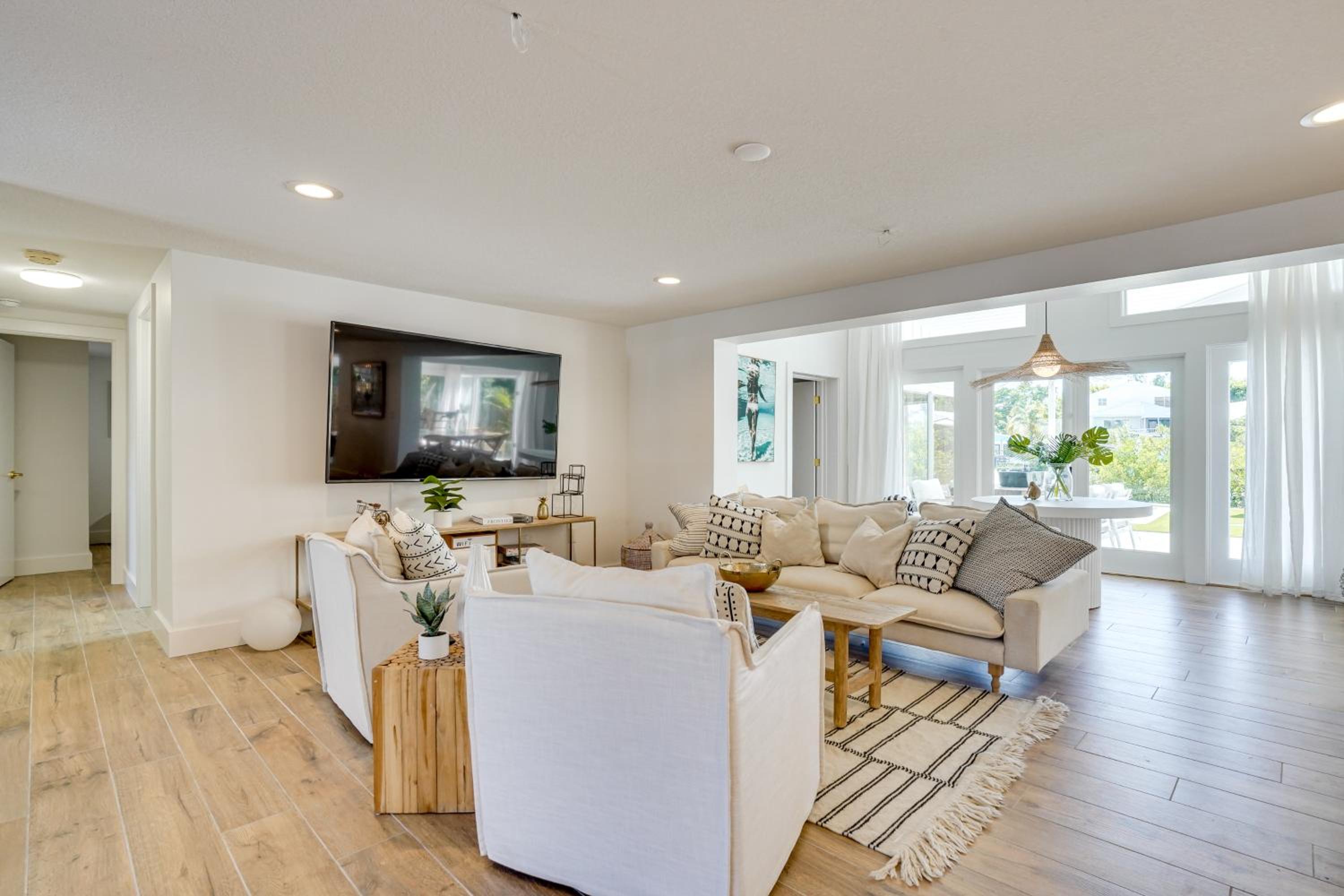 Steps to Bean Point Beach Family Home with Pool