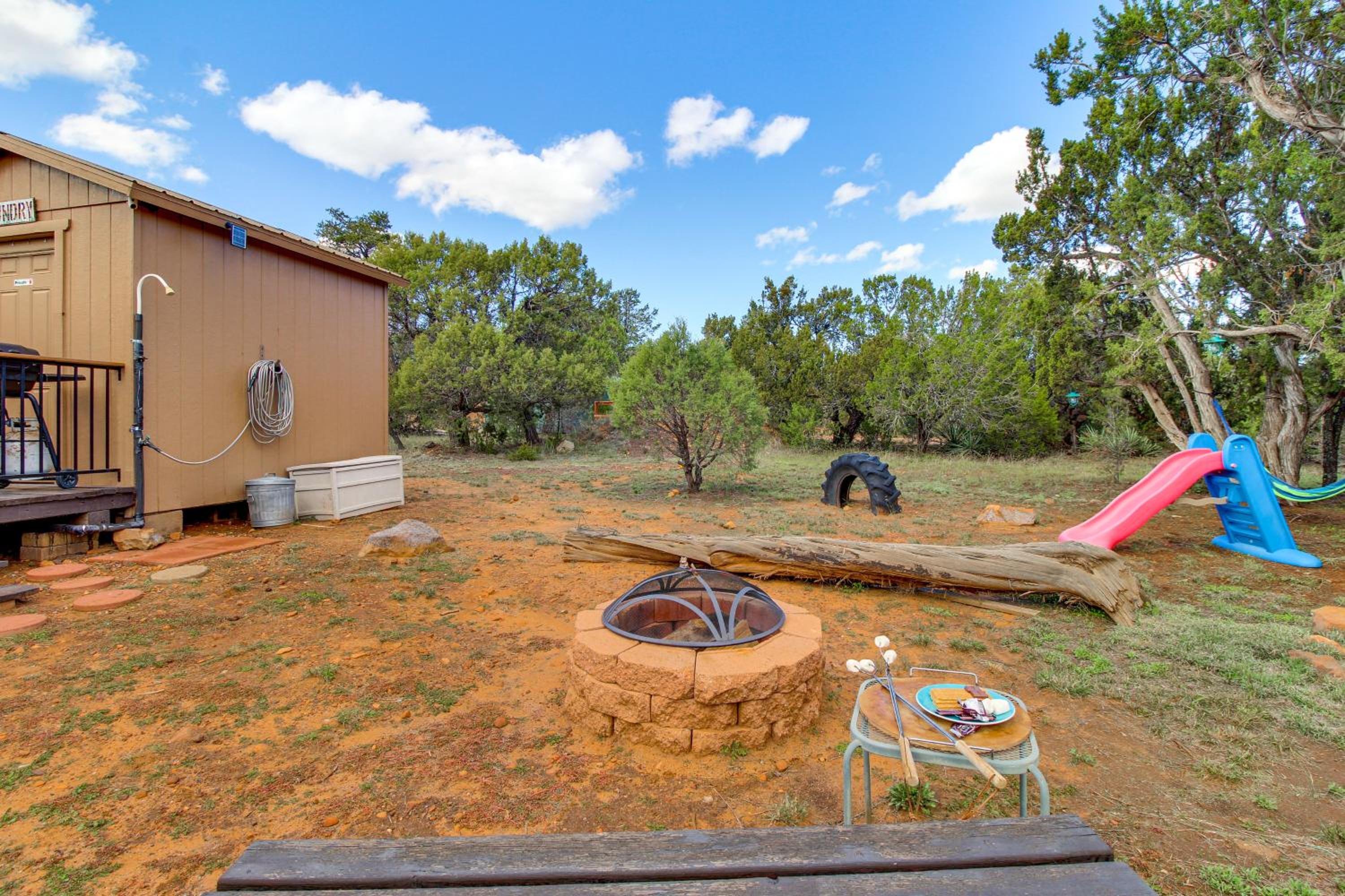 Hike and Fish Family Escape with Fire Pit in Heber!