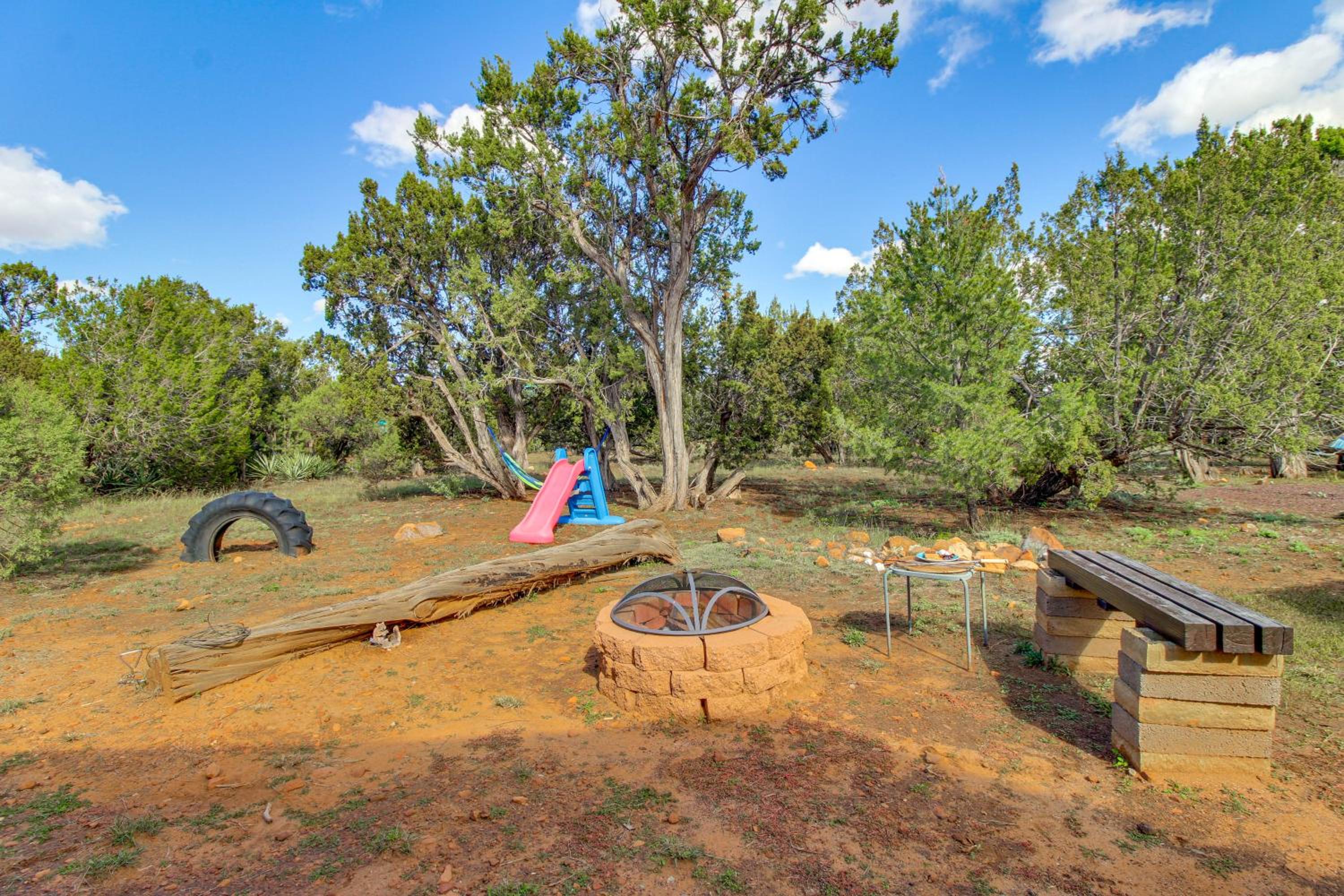 Hike and Fish Family Escape with Fire Pit in Heber!