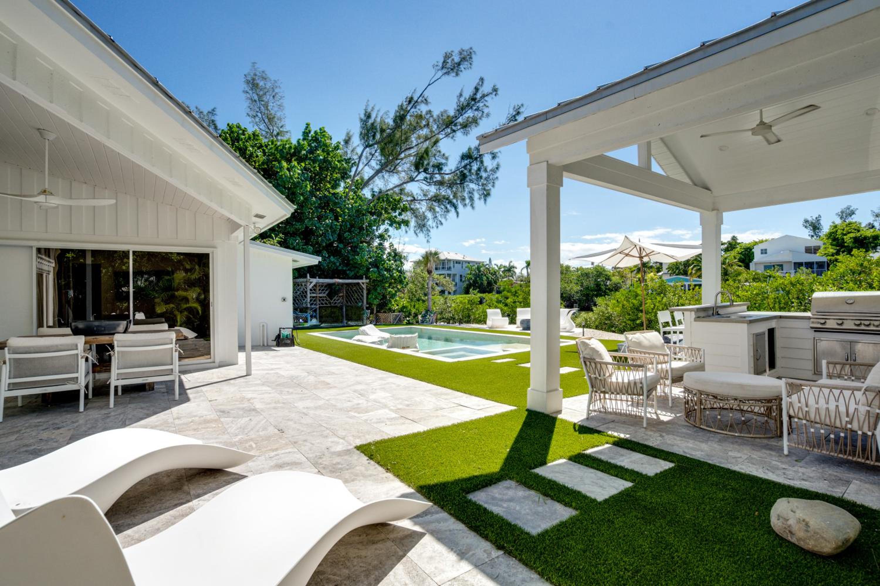 Steps to Bean Point Beach Family Home with Pool