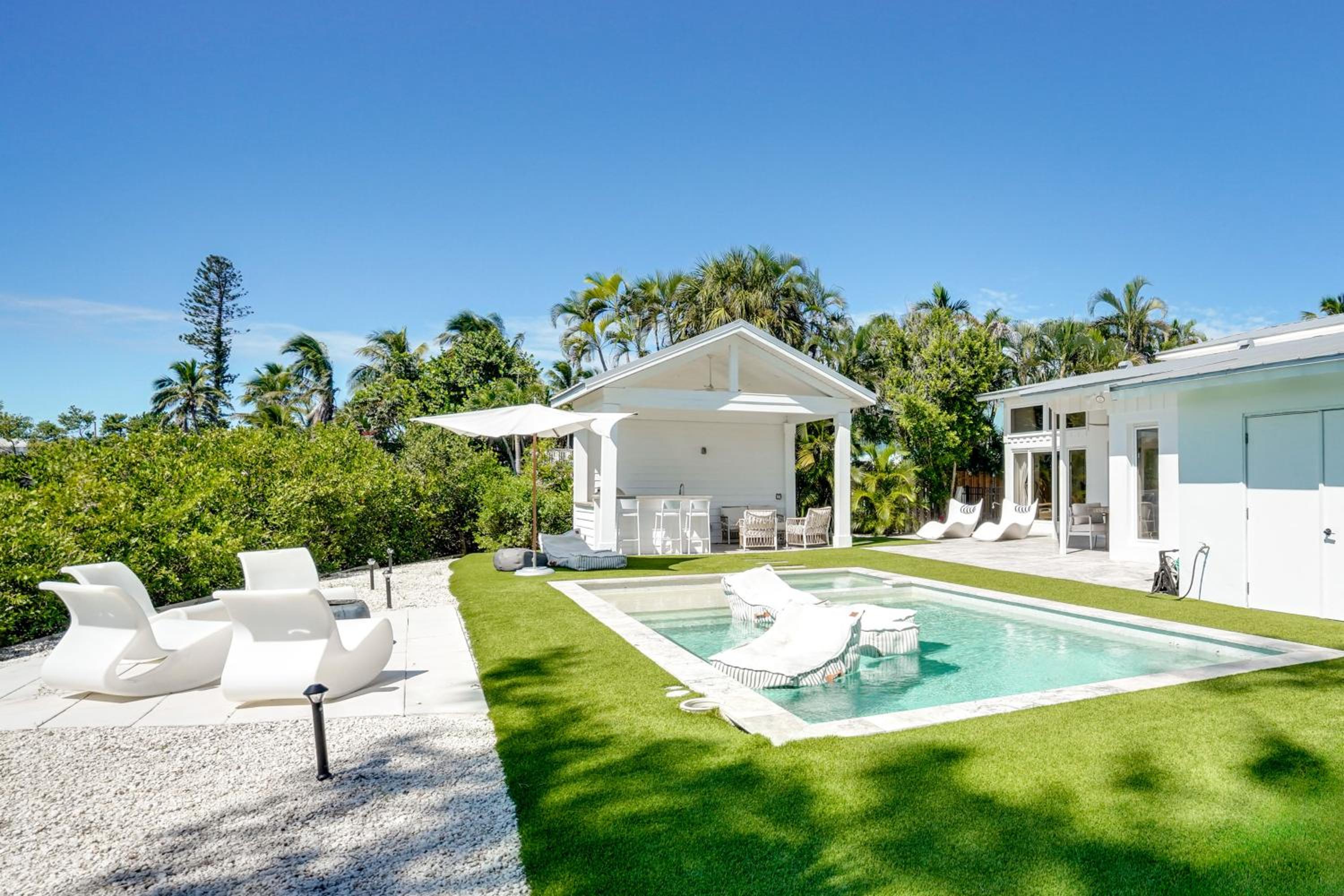 Steps to Bean Point Beach Family Home with Pool