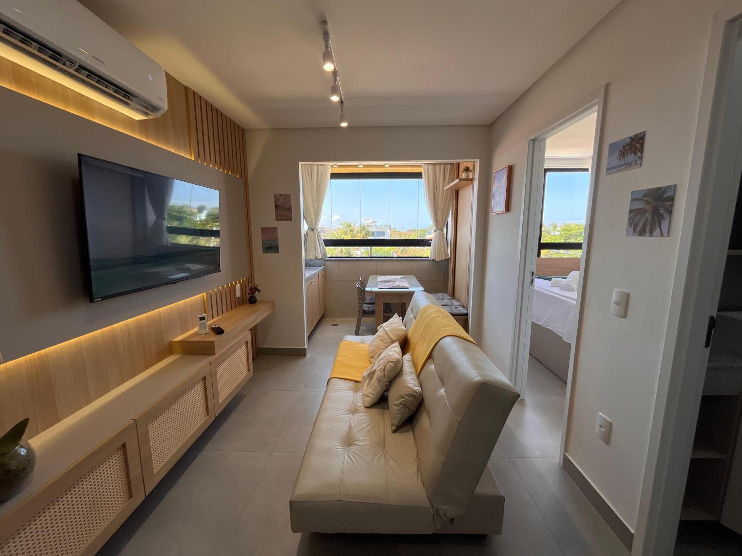 Premium Central 4mim a pé da praia flat completo climatizado