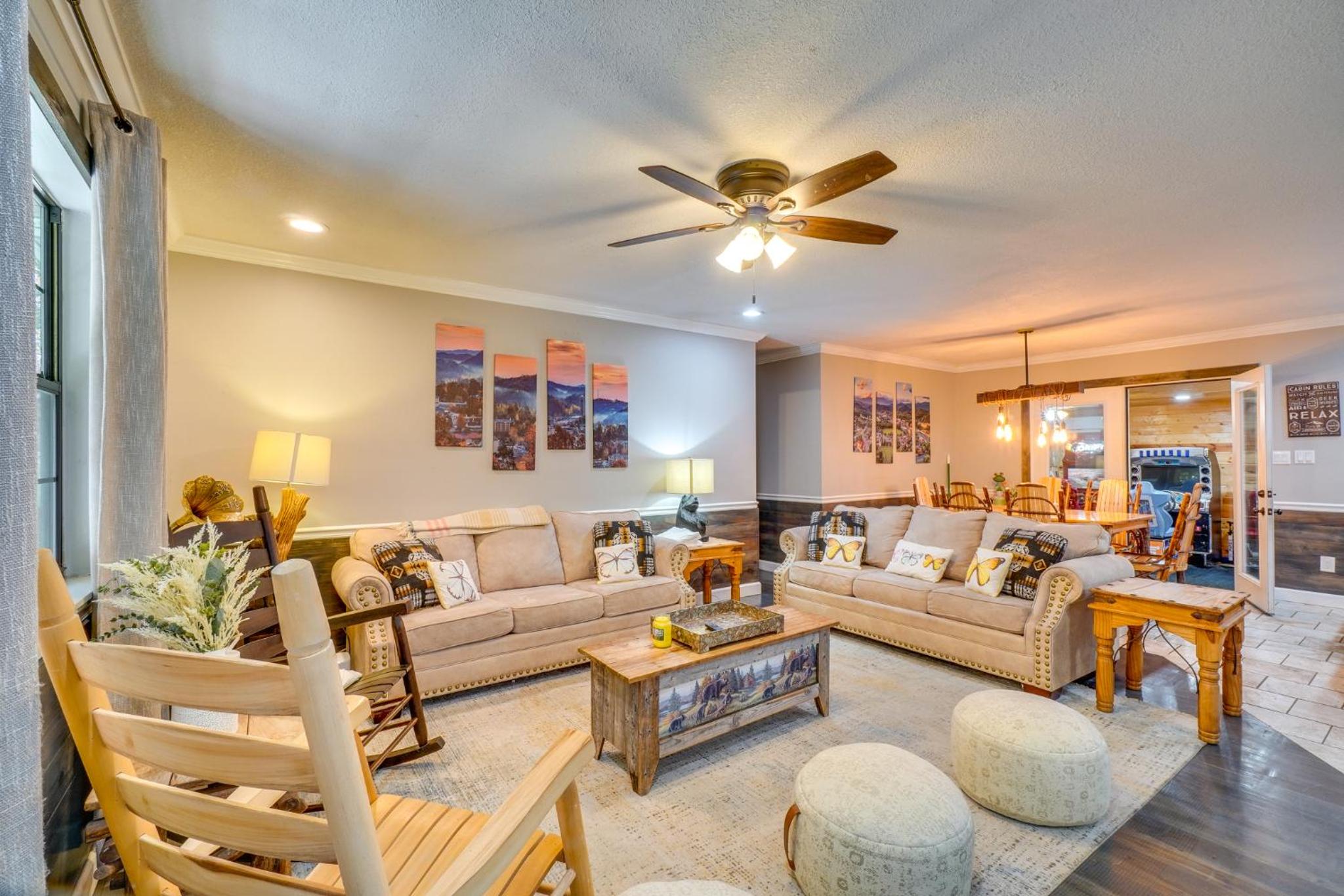 Walk to Dollywood! Cabin with Theater, Pool, Arcade
