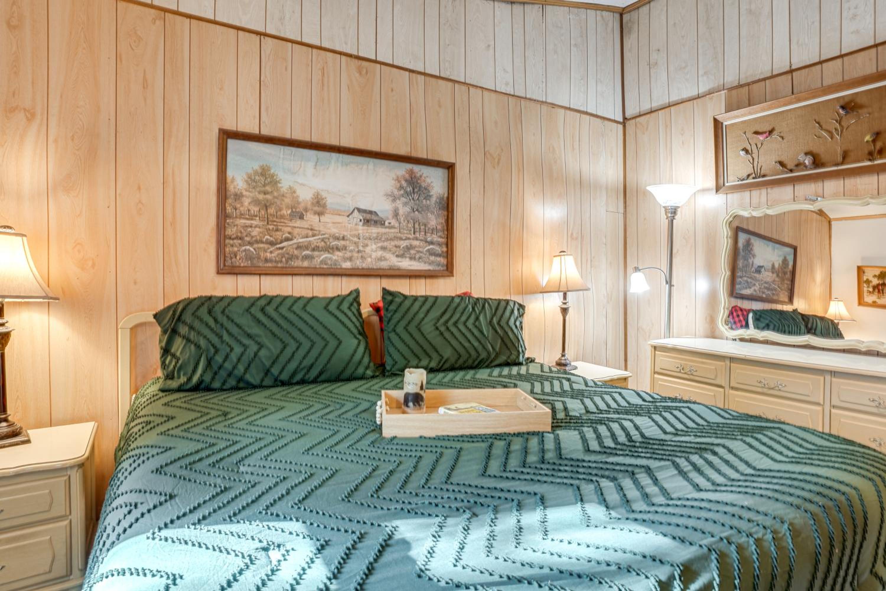 7 Mi to Main Street Cabin with Deck in Stanley!